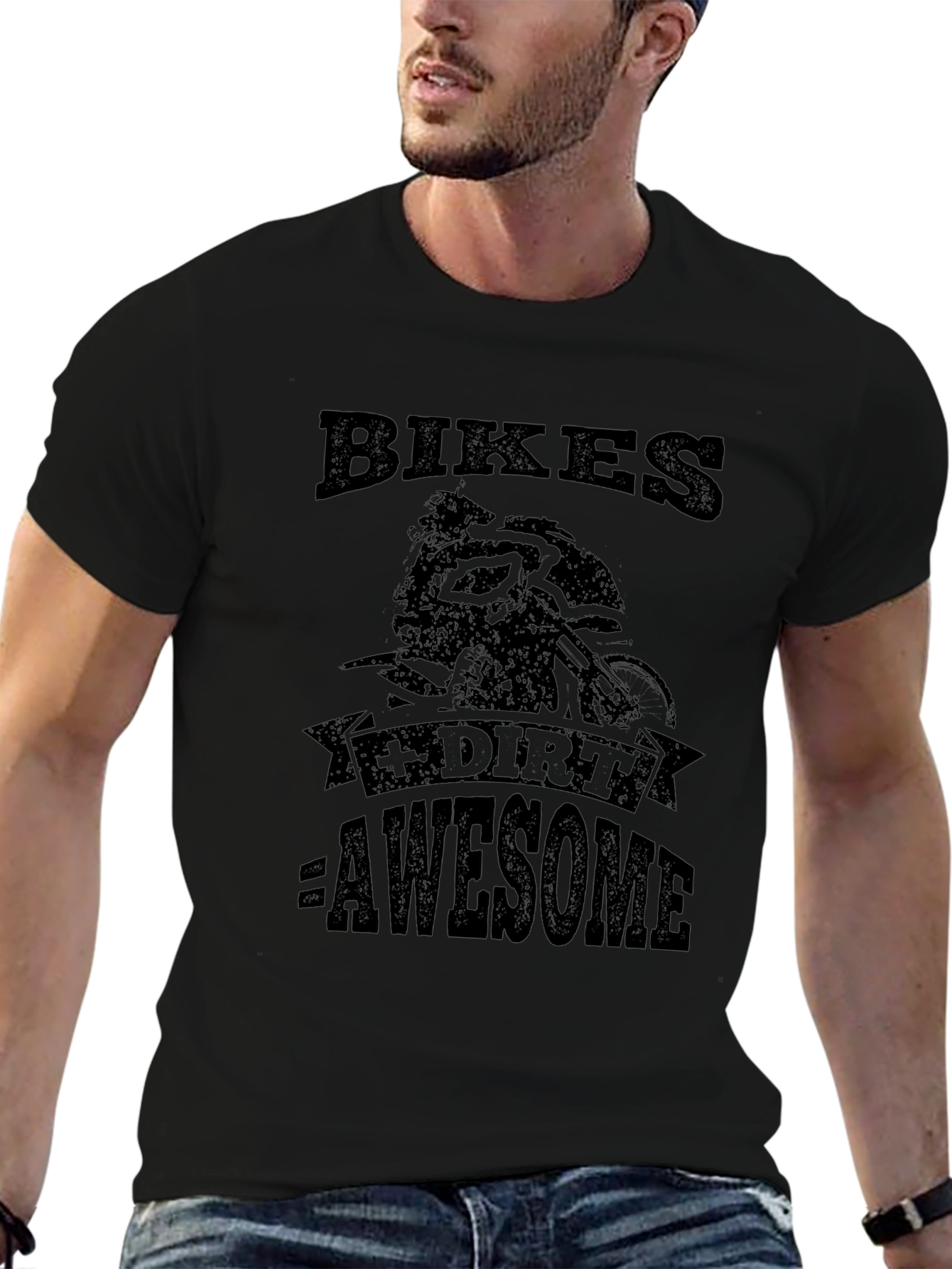 Bikes + Dirt = Awesome Black Graphic T-Shirt