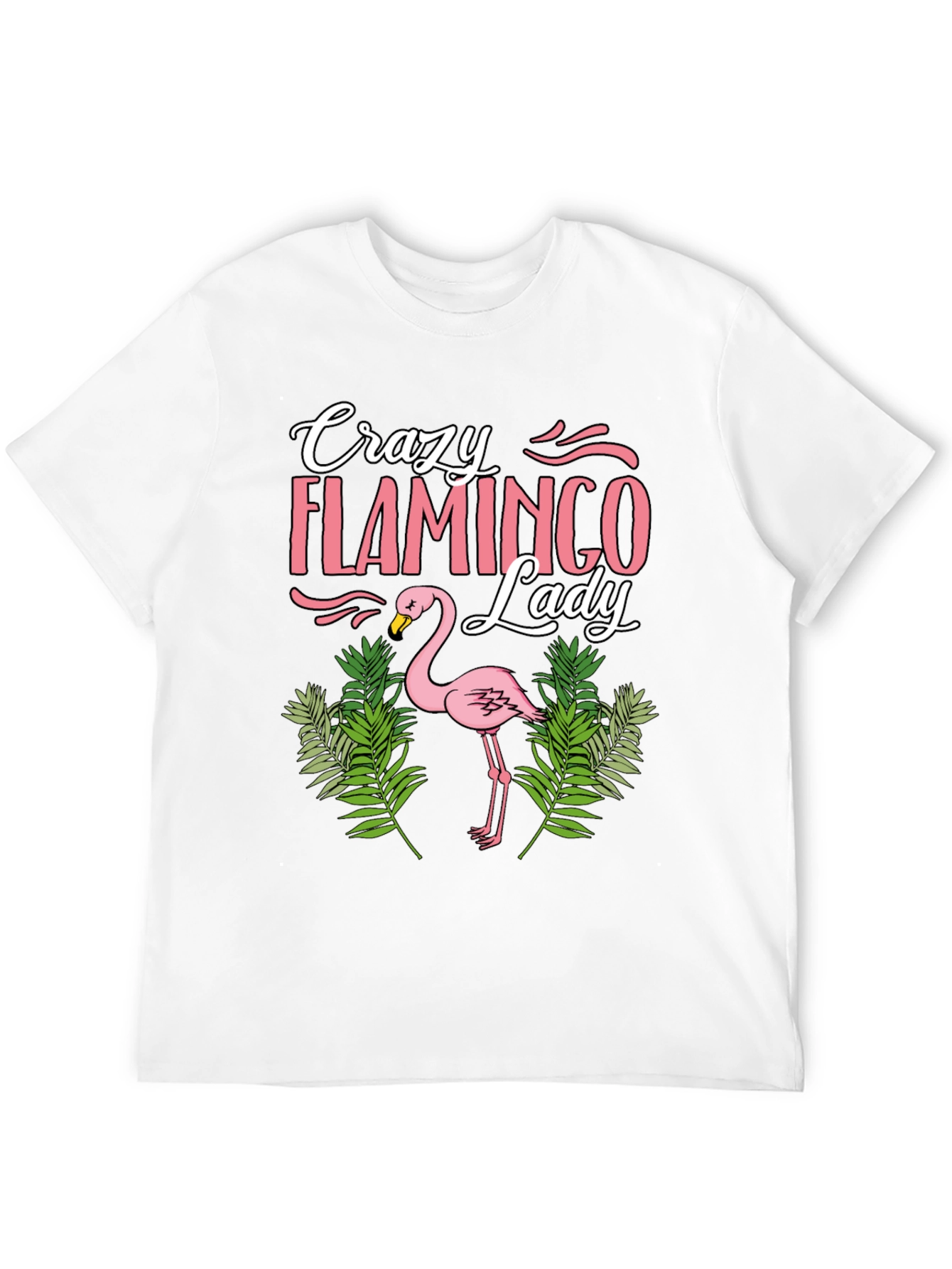 Crazy Flamingo Lady T-Shirt - Black