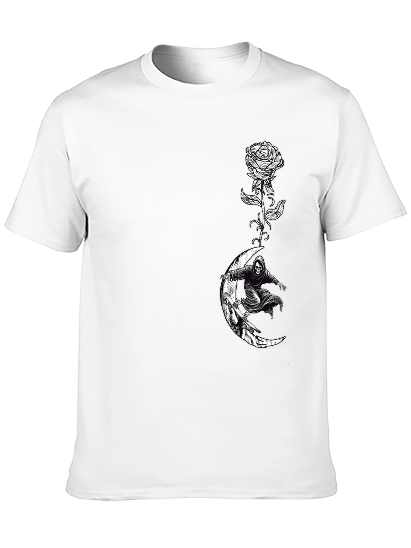 Grim Reaper Moon Rose Graphic T-Shirt