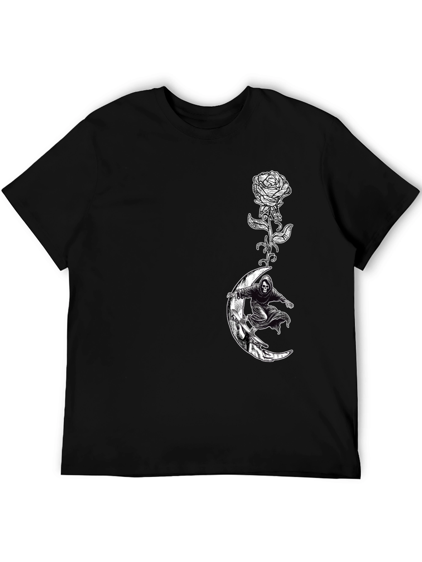 Grim Reaper Moon Rose Graphic T-Shirt