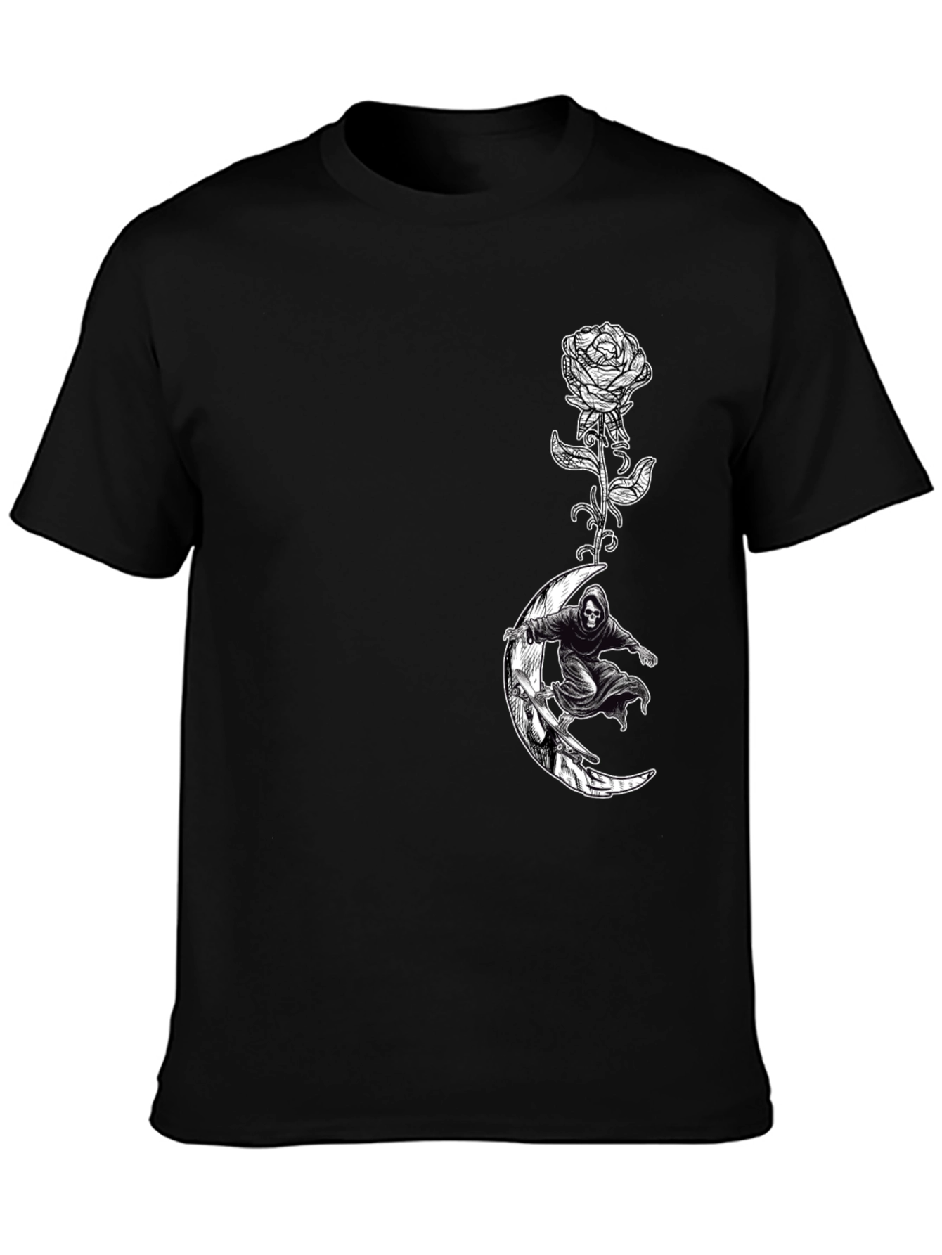Grim Reaper Moon Rose Graphic T-Shirt
