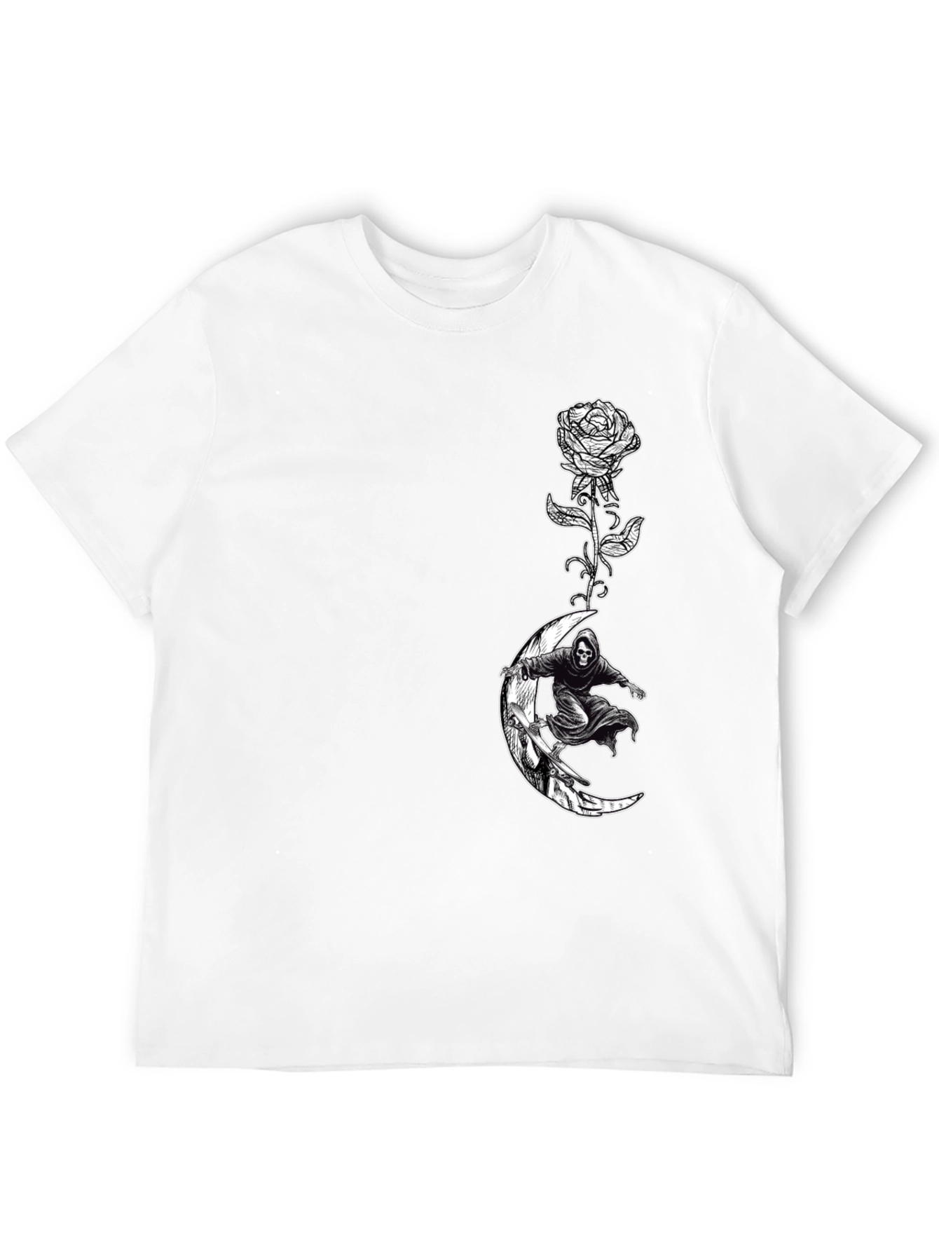 Grim Reaper Moon Rose Graphic T-Shirt