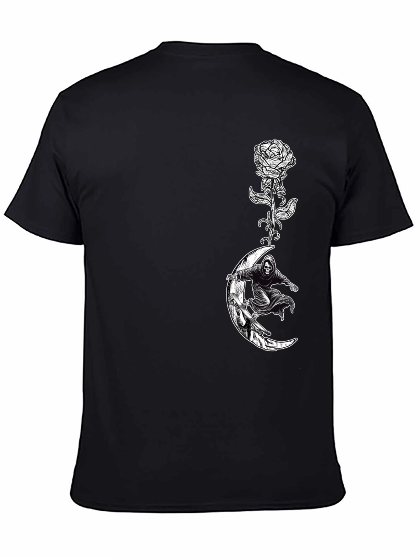 Grim Reaper Moon Rose Graphic T-Shirt