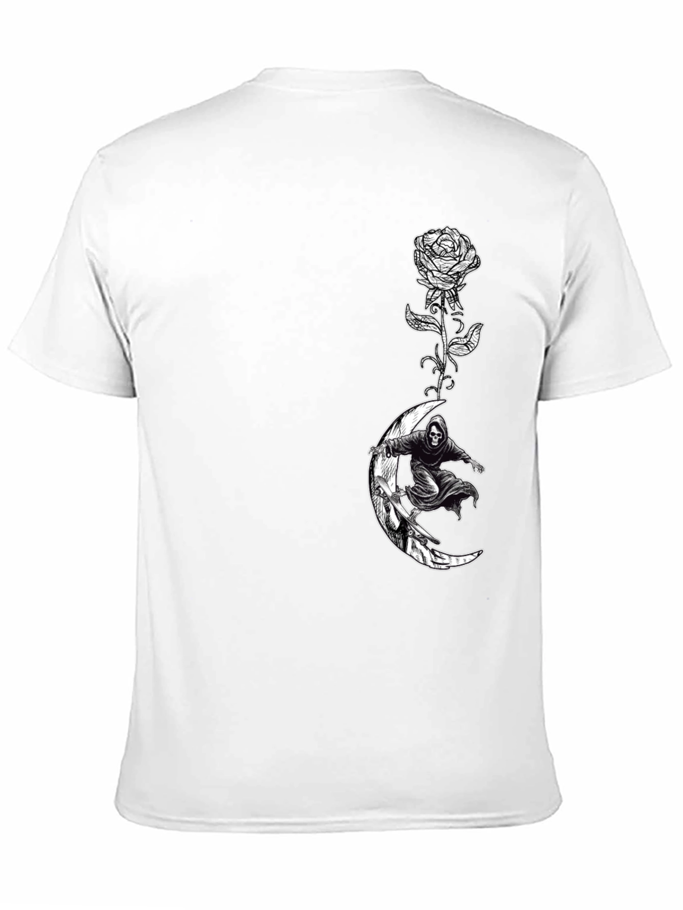 Grim Reaper Moon Rose Graphic T-Shirt