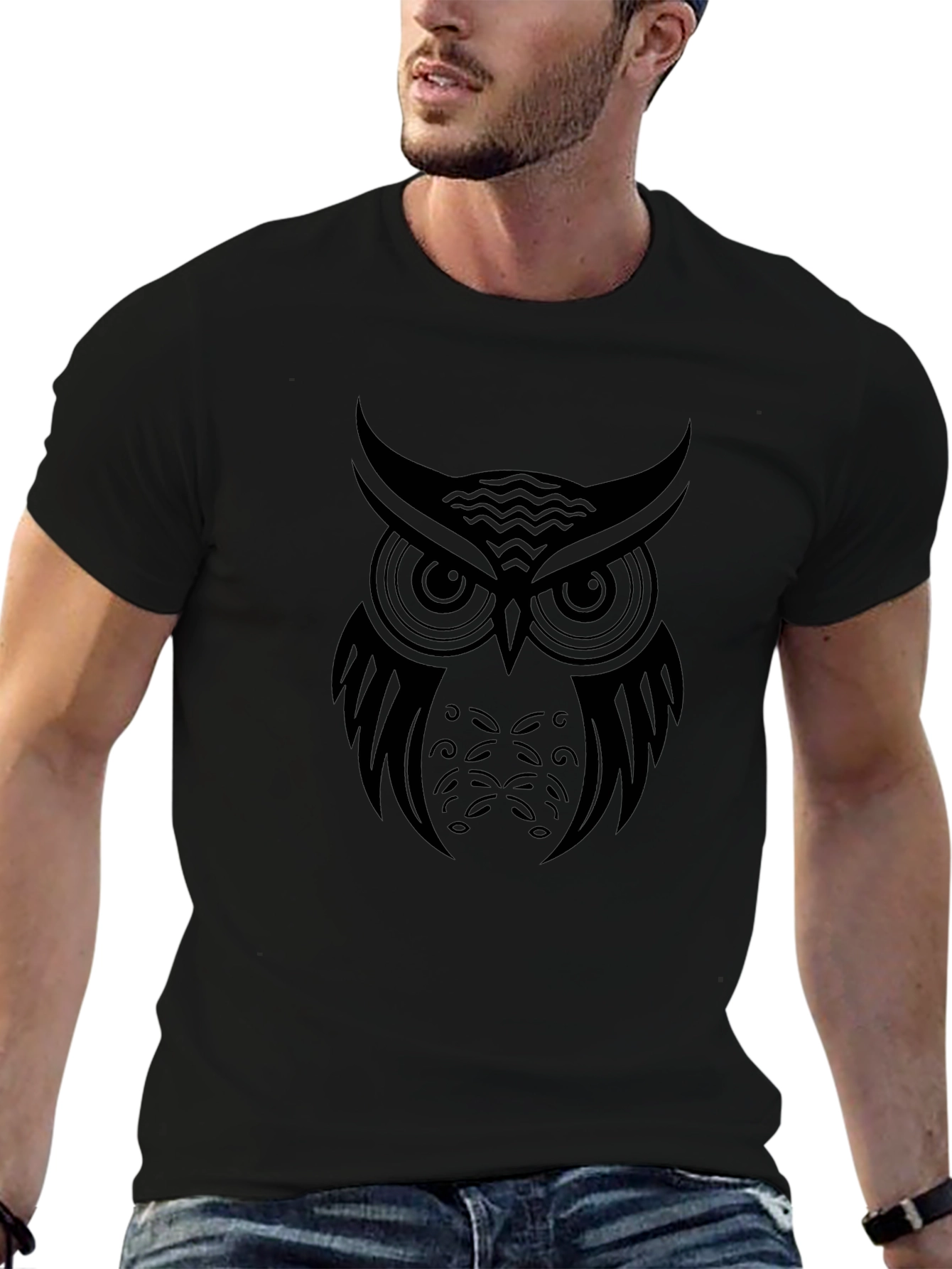Black Owl Graphic Tee - Mens Casual T-Shirt