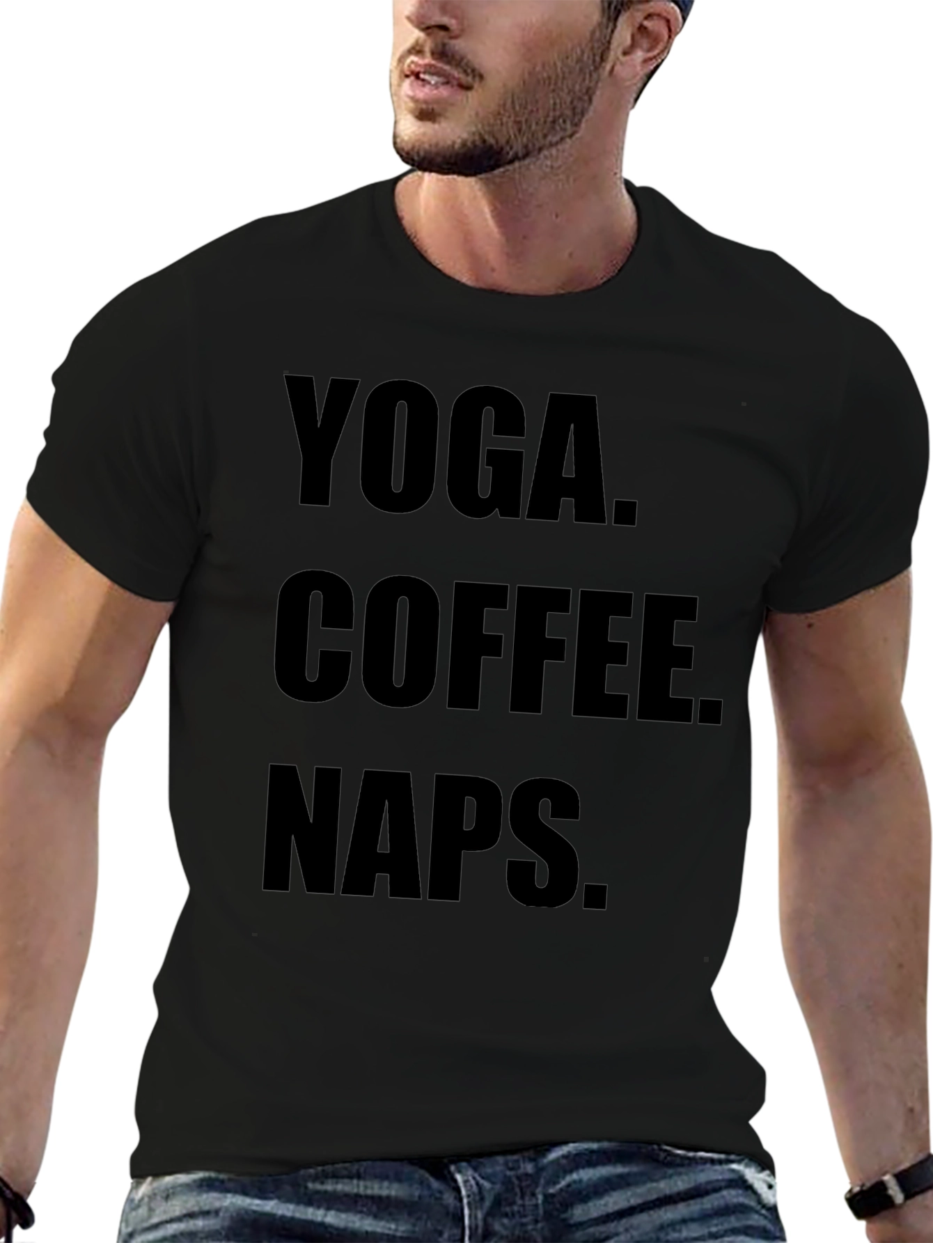 Yoga Coffee Naps Black Graphic Tee Shirt