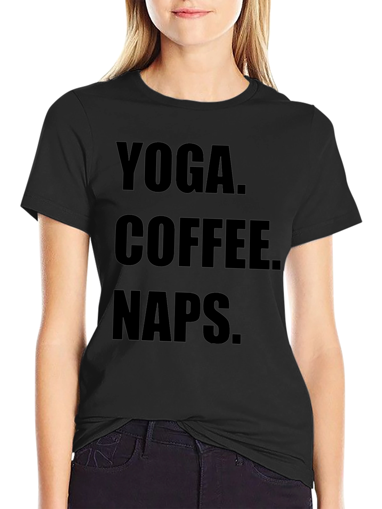 Yoga Coffee Naps Black Graphic Tee Shirt