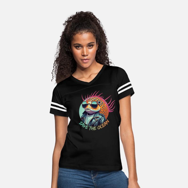 Puffer and spotted fish in sunglasses