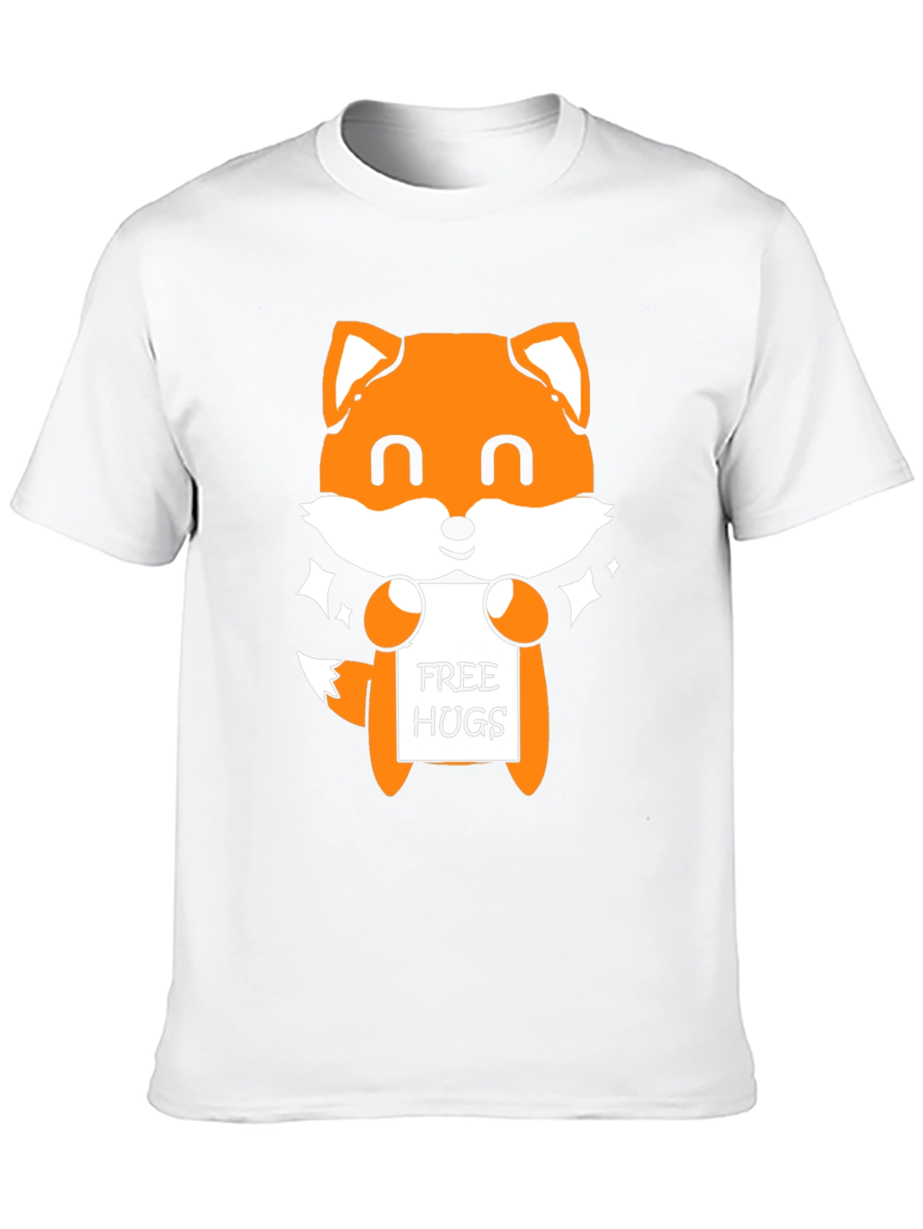 Cute Fox Free Hugs Black T-Shirt