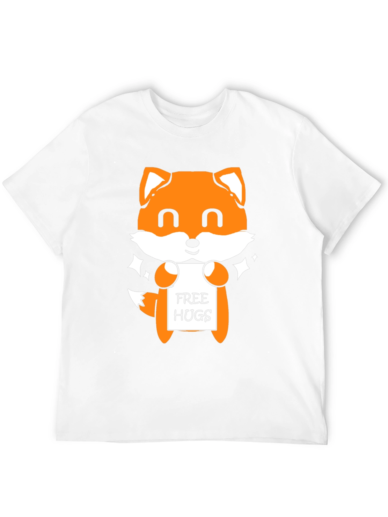 Cute Fox Free Hugs Black T-Shirt