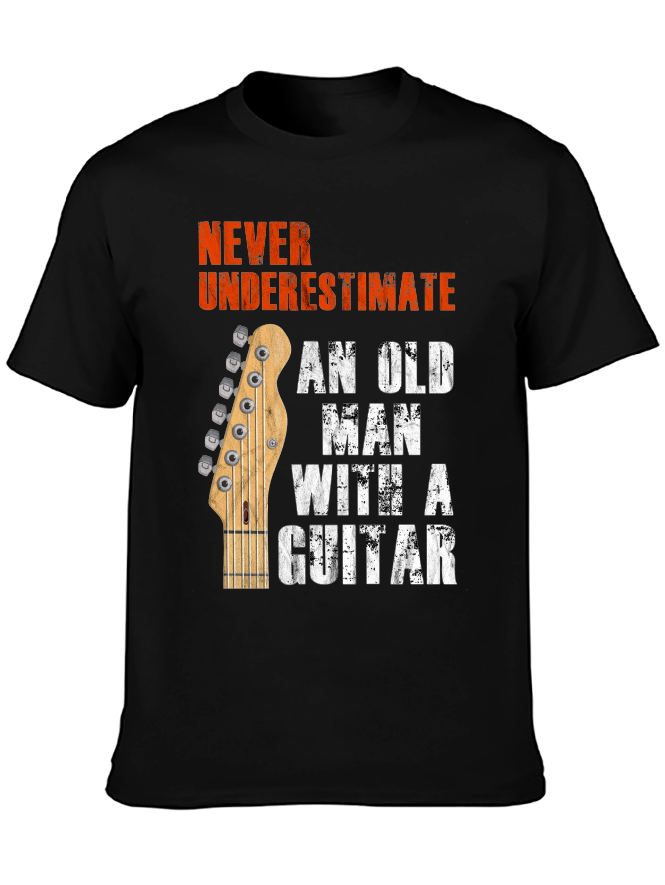 Never Underestimate Old Man with Guitar T-Shirt