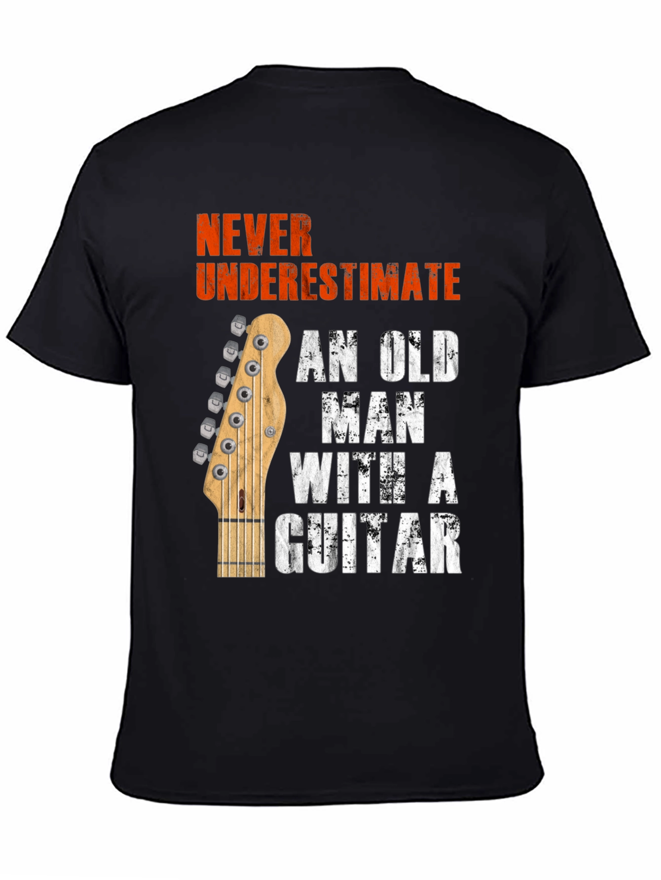 Never Underestimate Old Man with Guitar T-Shirt