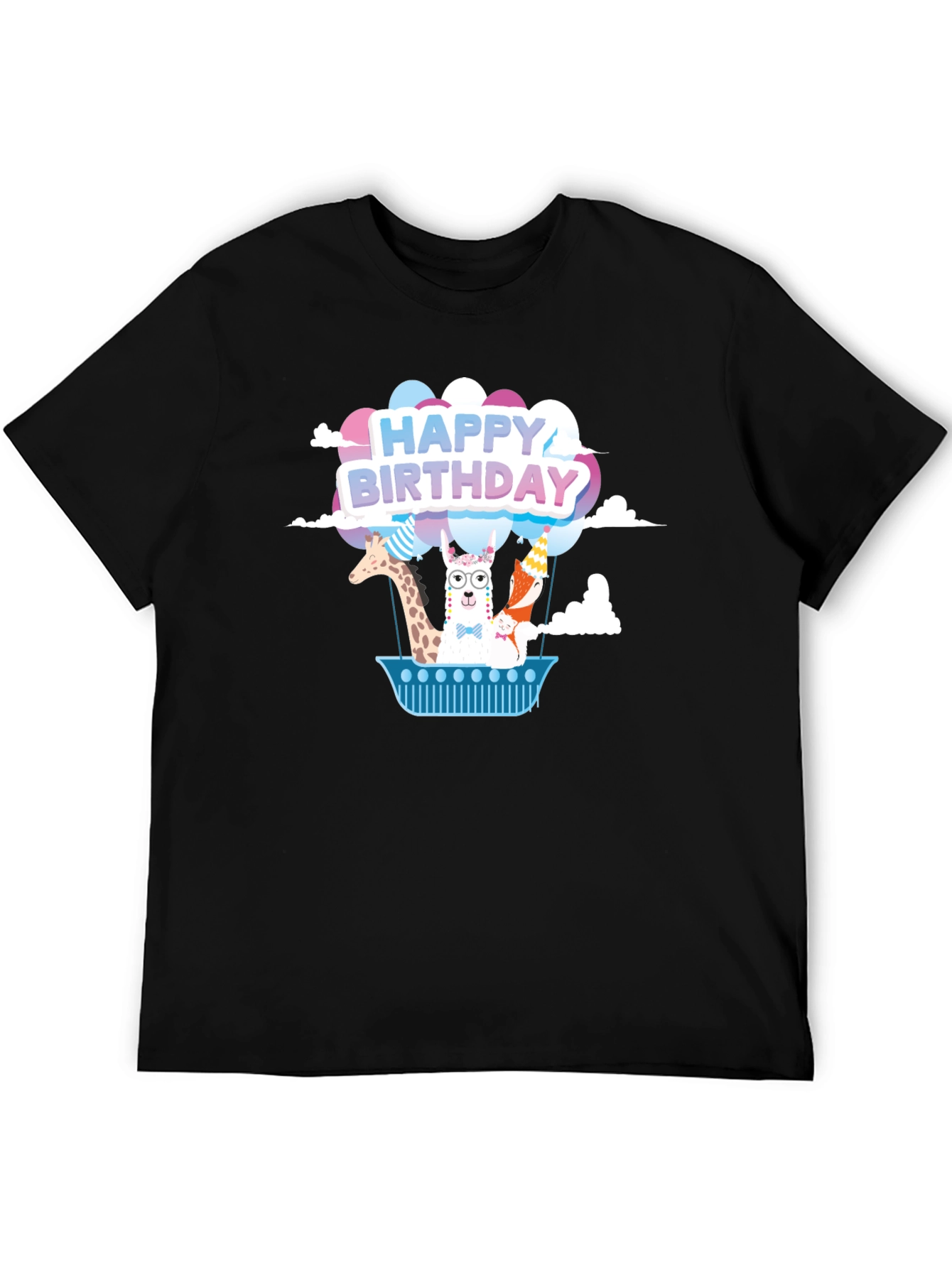 Happy Birthday Animals Hot Air Balloon T-Shirt