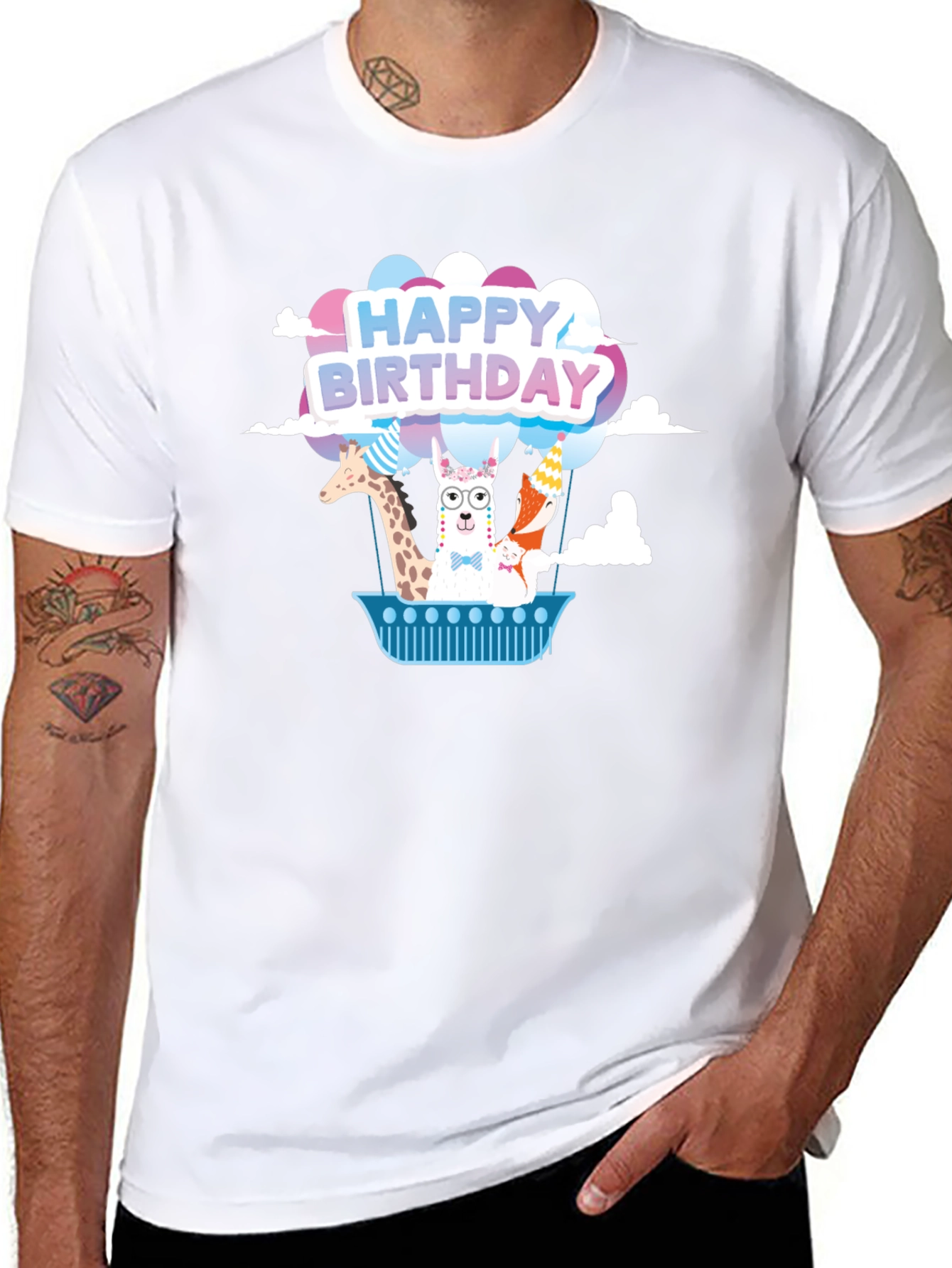 Happy Birthday Animals Hot Air Balloon T-Shirt