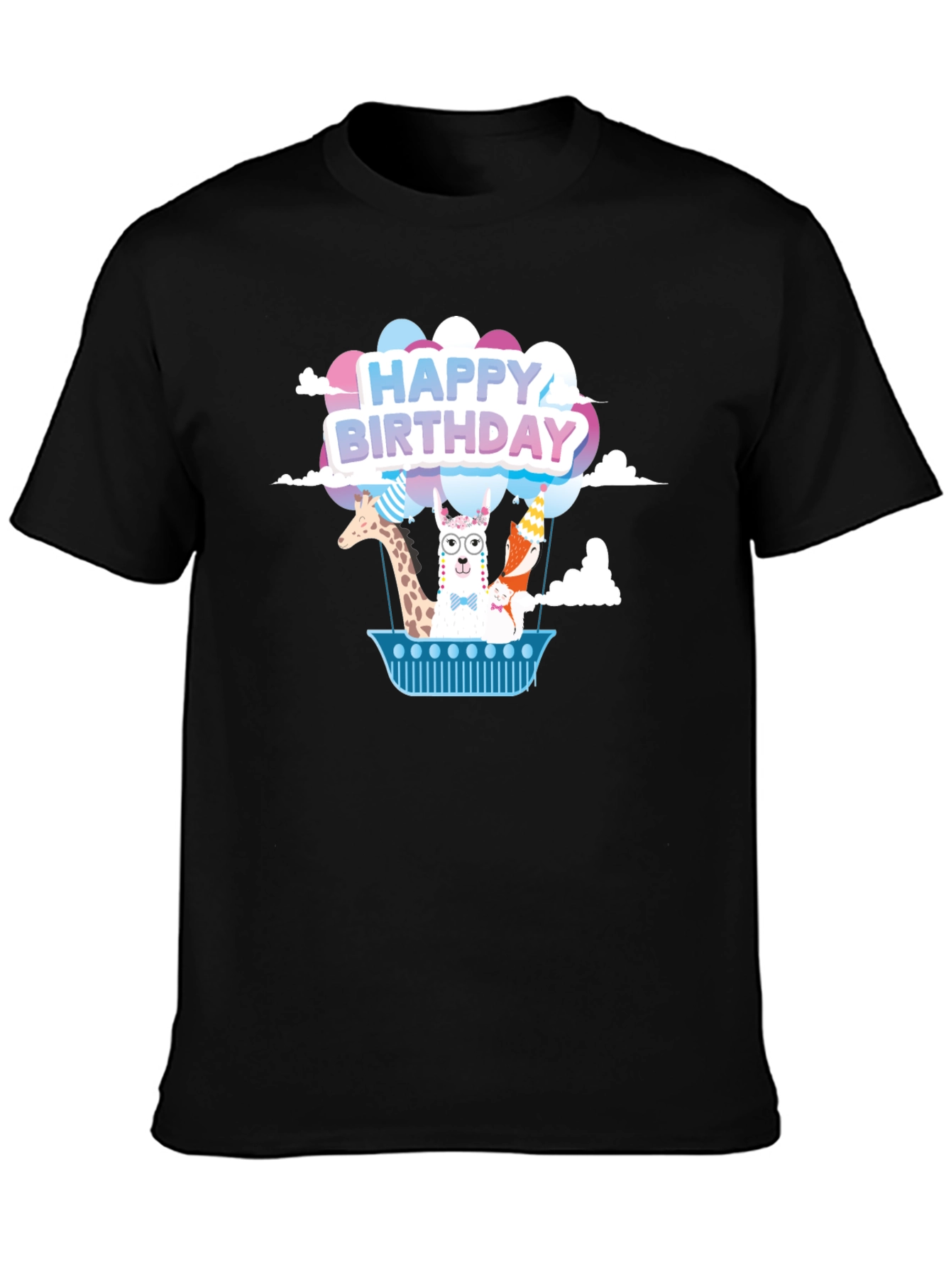Happy Birthday Animals Hot Air Balloon T-Shirt