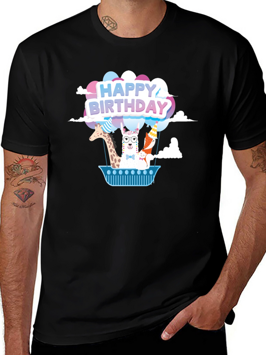 Happy Birthday Animals Hot Air Balloon T-Shirt