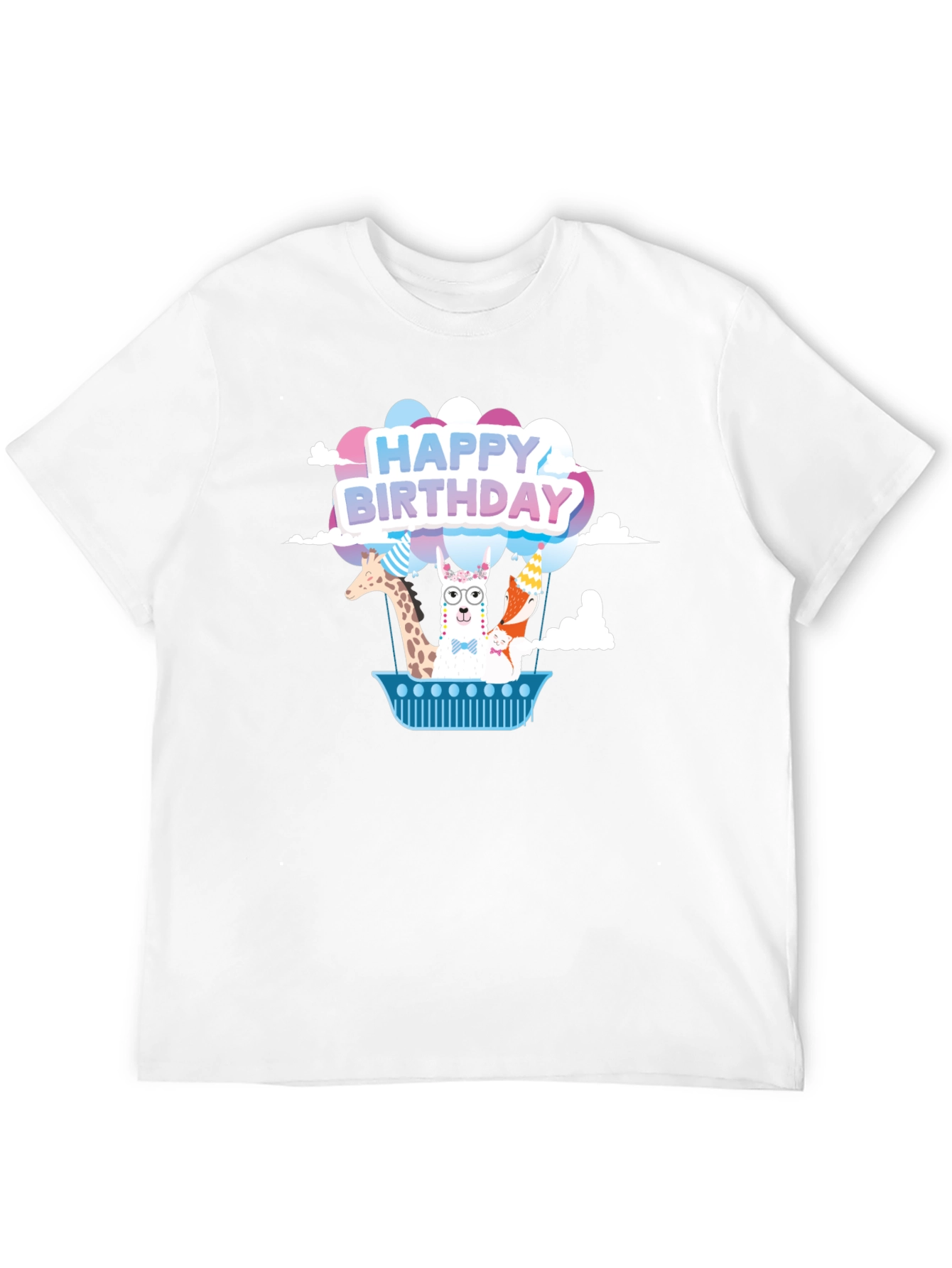 Happy Birthday Animals Hot Air Balloon T-Shirt
