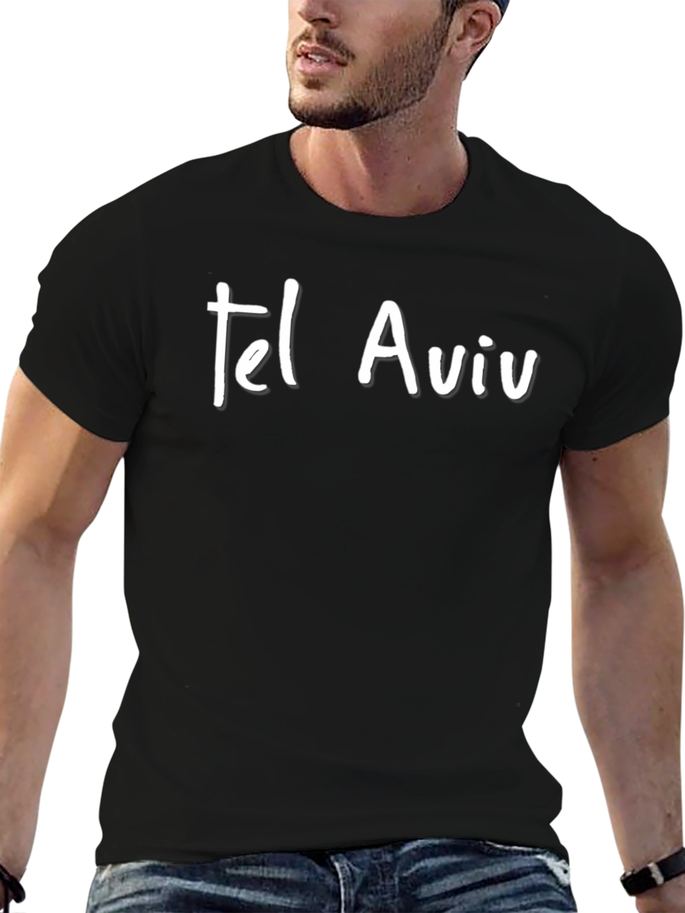 Tel Aviv Graphic Tee - Black Cotton T-Shirt
