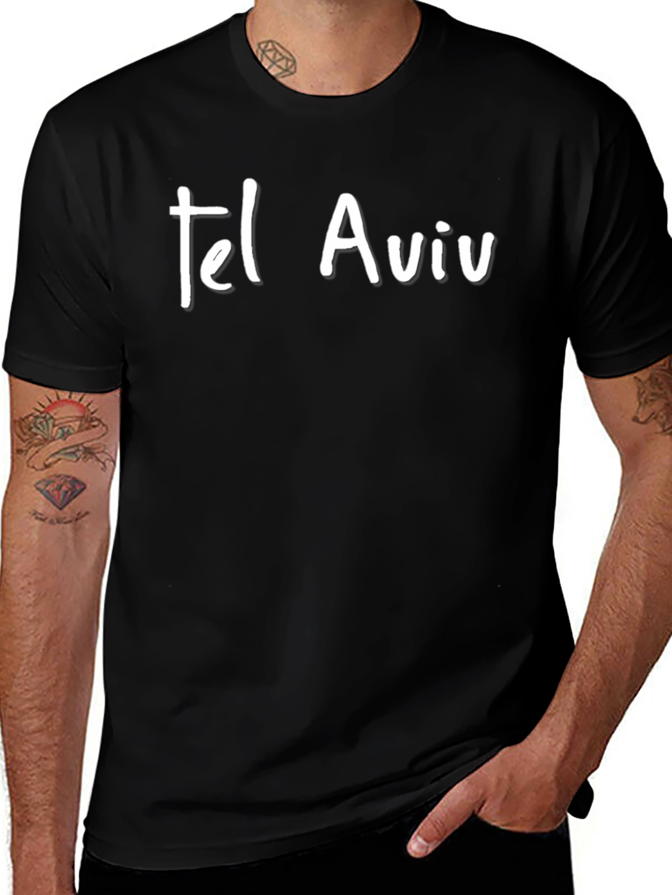 Tel Aviv Graphic Tee - Black Cotton T-Shirt