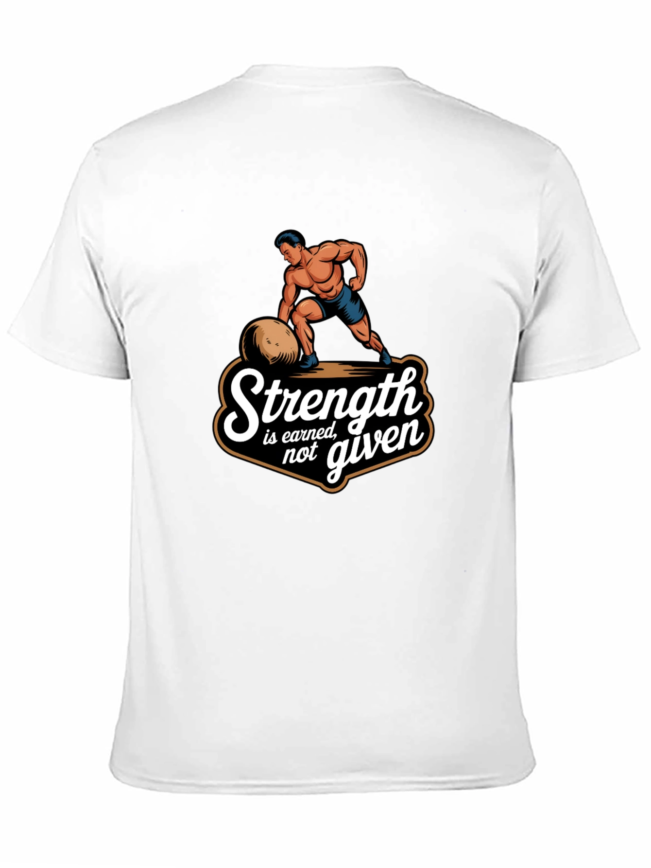 Strength Earned Graphic Tee - Bodybuilder Design Black T-Shirt