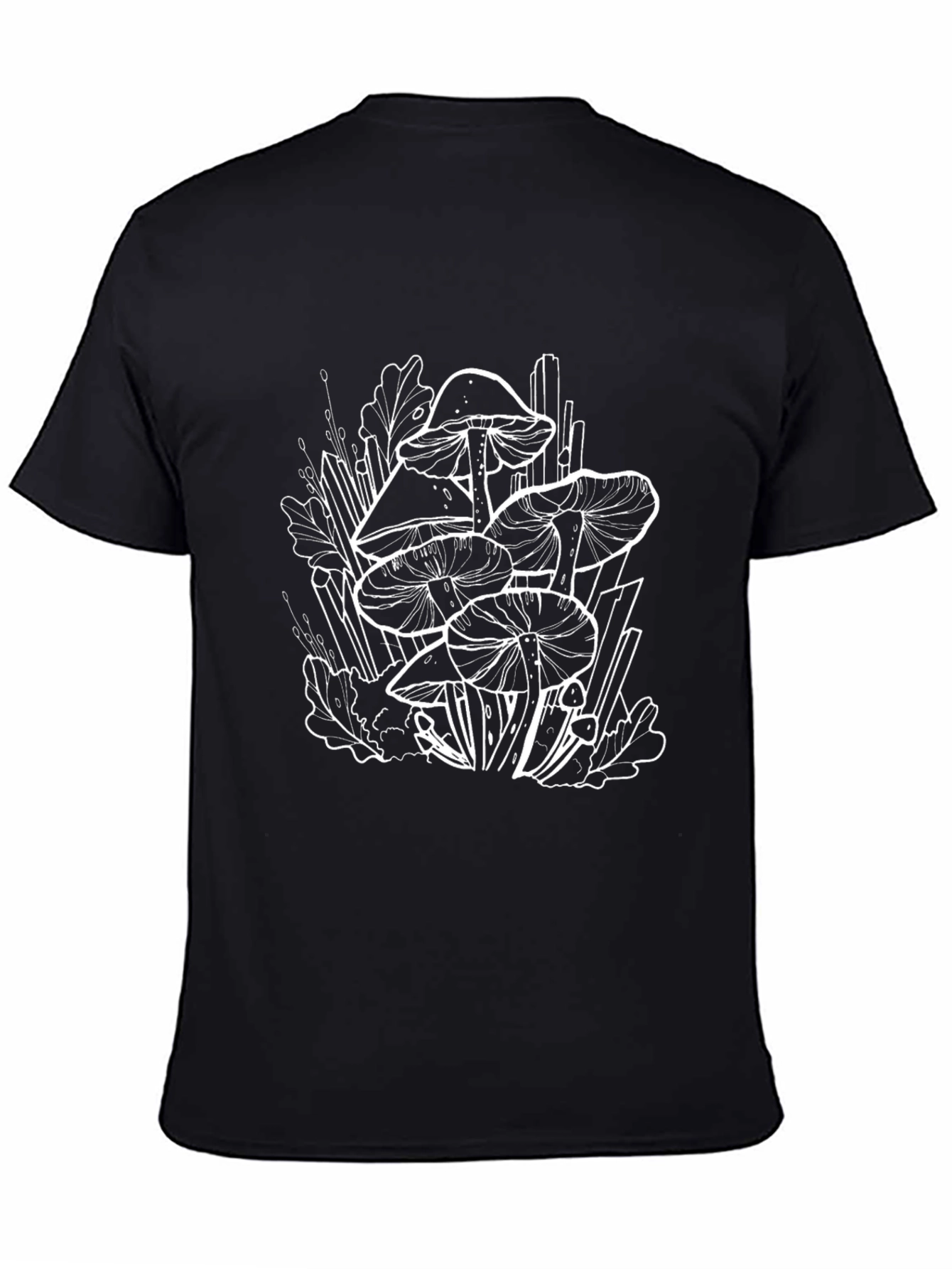 Mushroom Graphic Tee - Black Cotton Casual