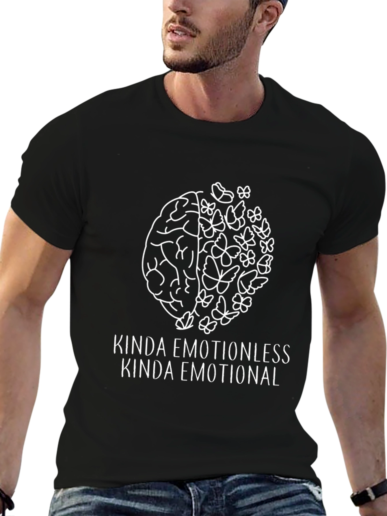 Emotional Brain Graphic Tee - Black Casual Comfort