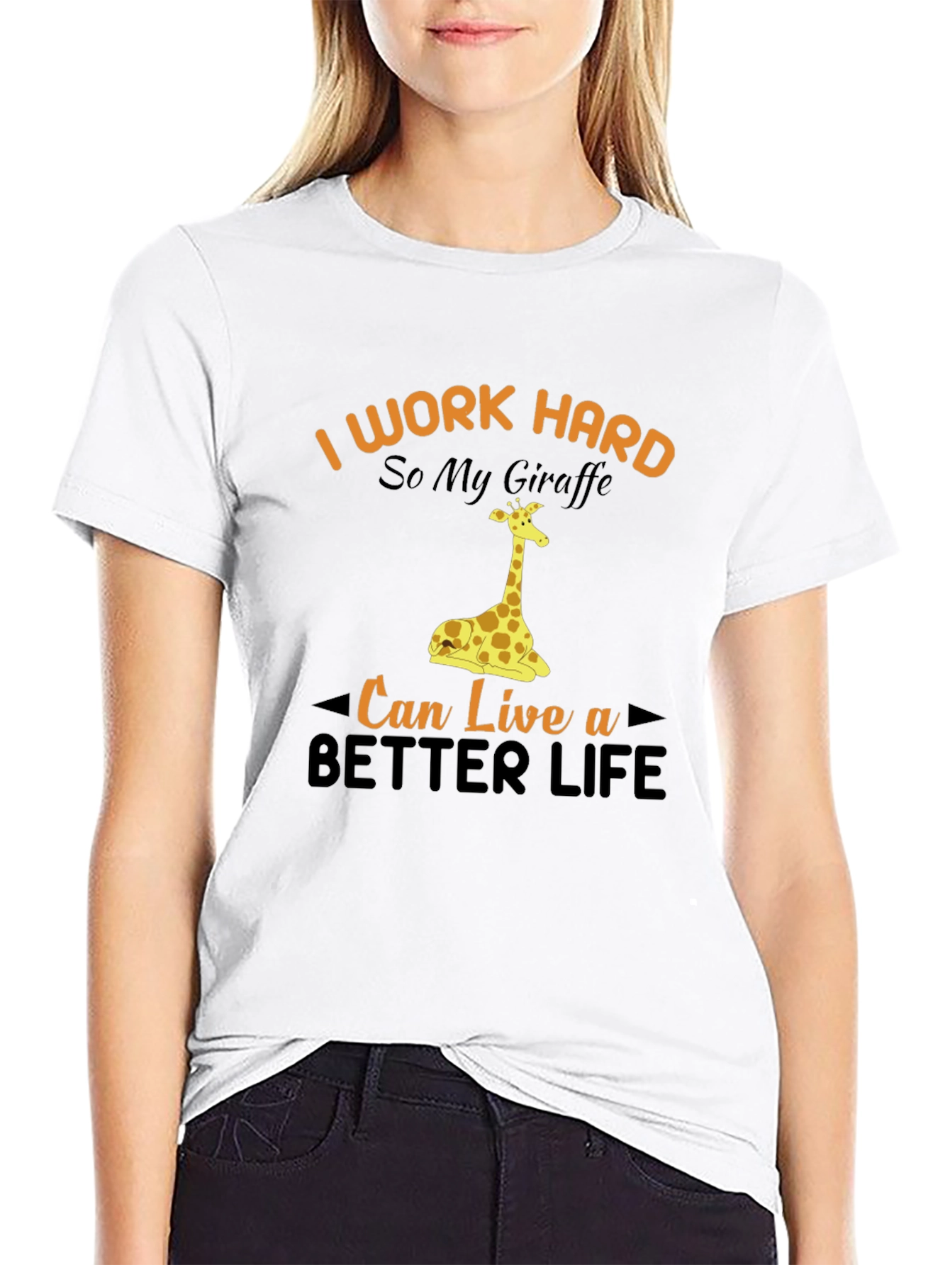 I Work Hard Giraffe Graphic Tee