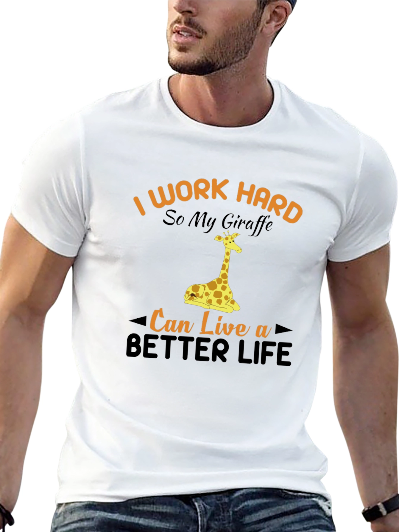I Work Hard Giraffe Graphic Tee