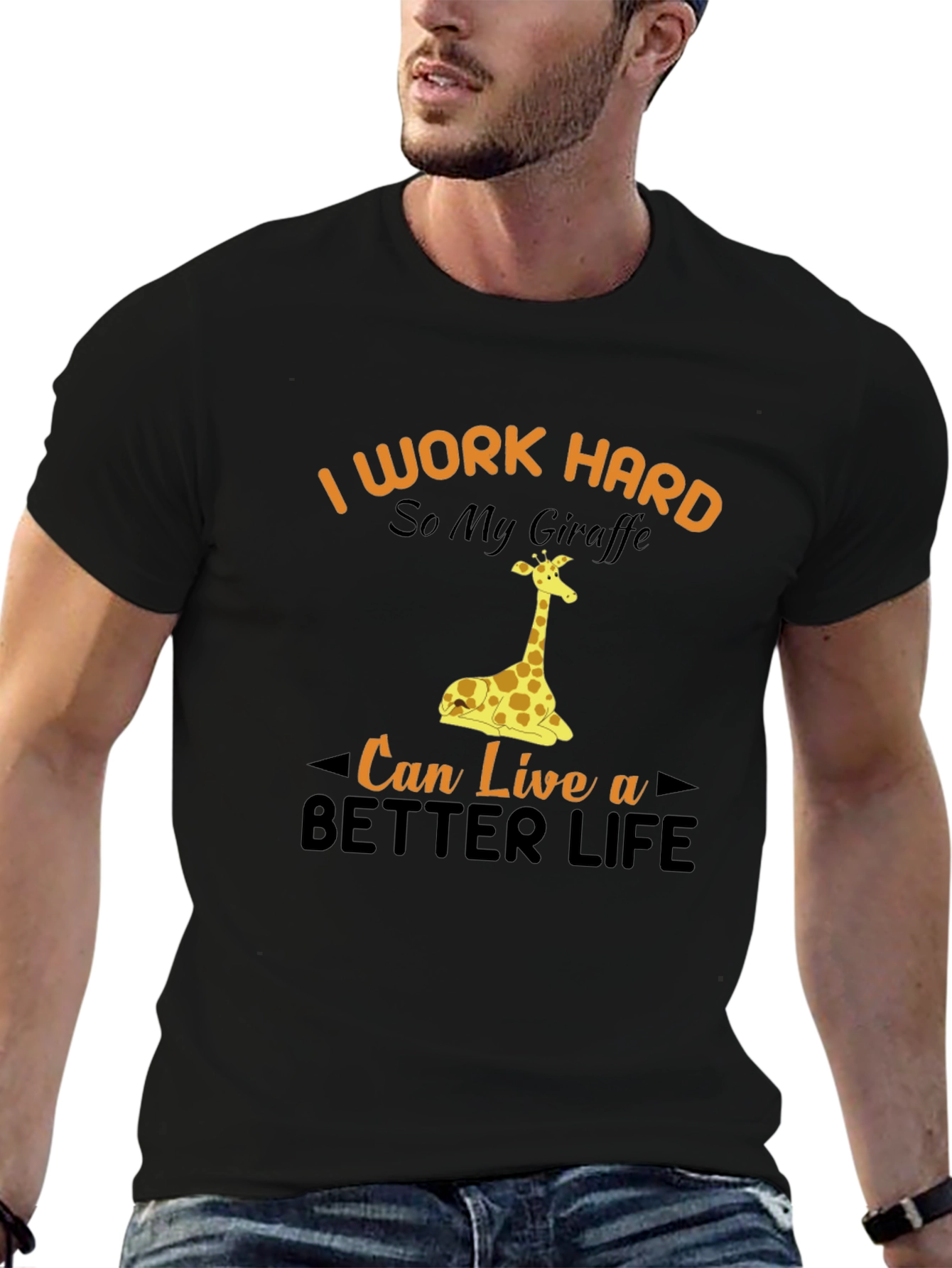 I Work Hard Giraffe Graphic Tee