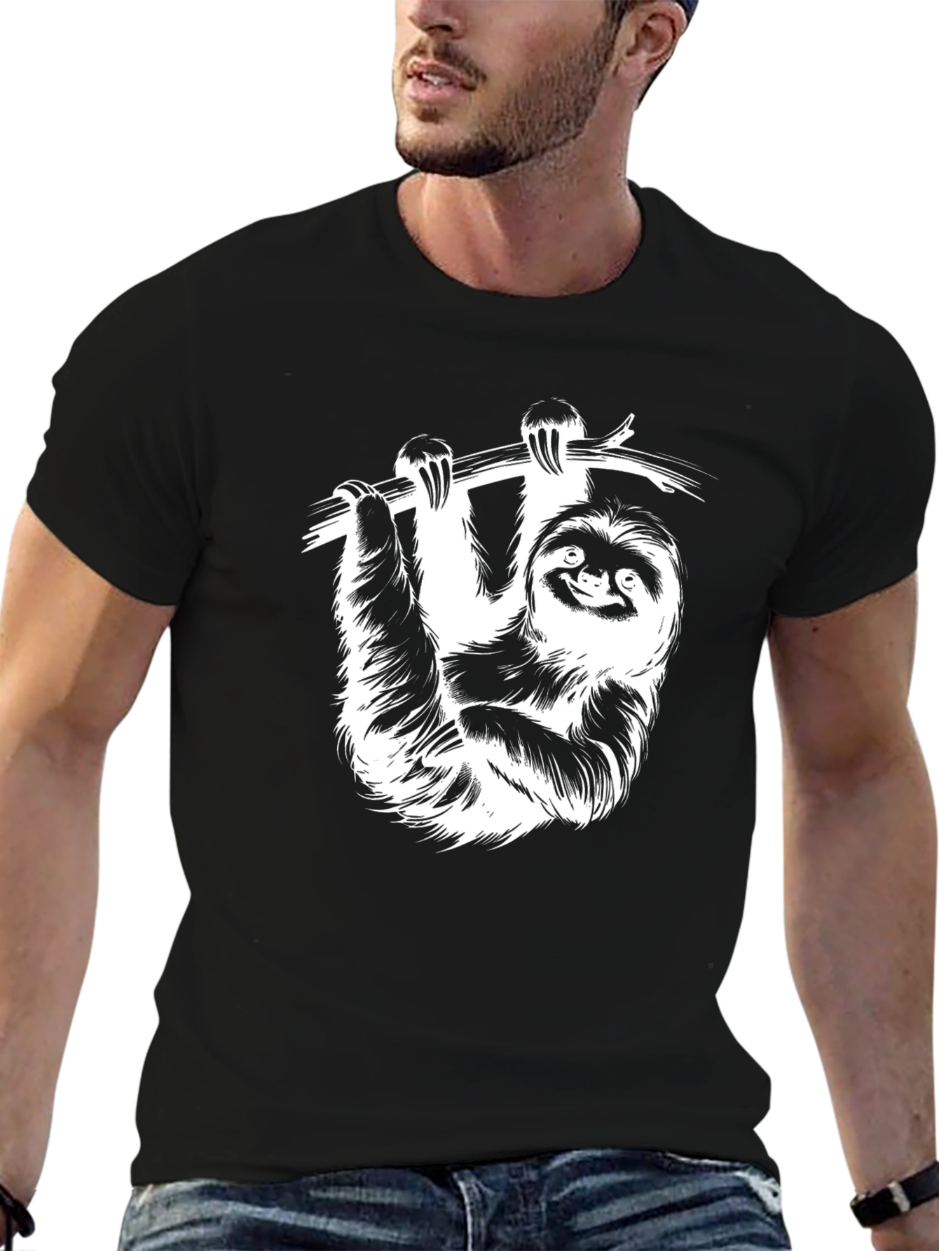 Sloth Graphic Tee - Mens Black T-Shirt