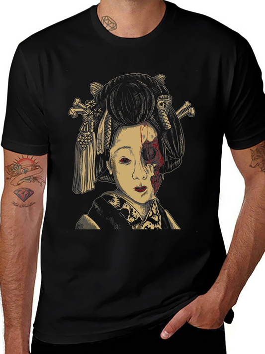 Geisha Zombie Graphic T-Shirt - Horror Style Tee