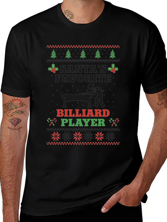 Santas Favorite Billiard Player Christmas T-Shirt