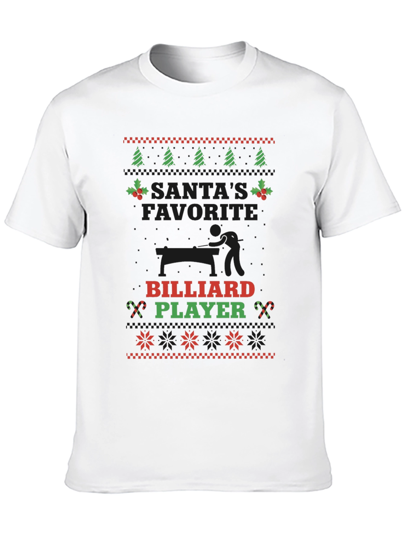 Santas Favorite Billiard Player Christmas T-Shirt