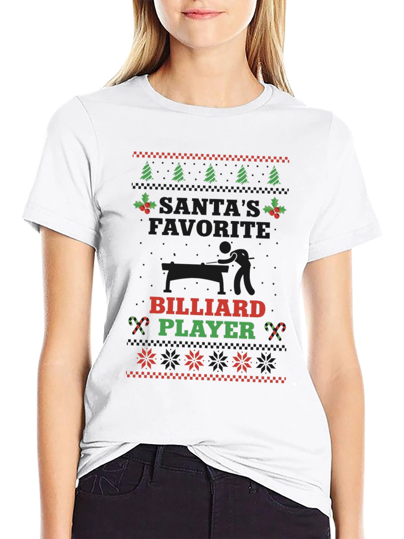 Santas Favorite Billiard Player Christmas T-Shirt