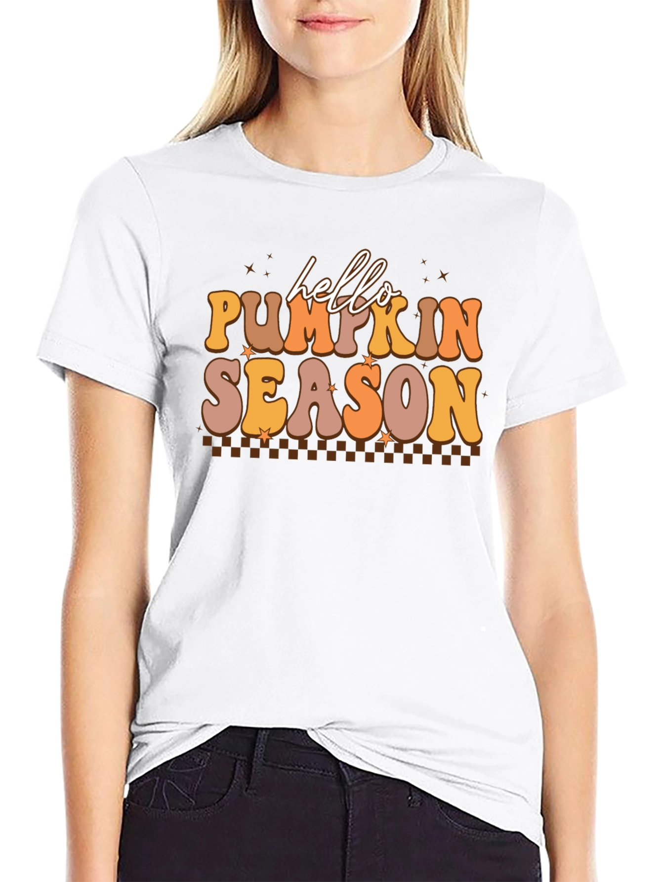 Hello Pumpkin Season Black Graphic Tee