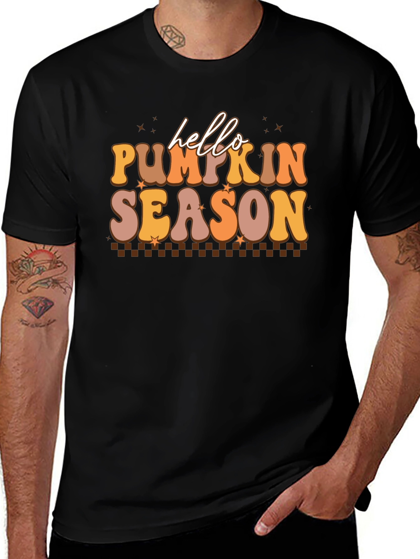 Hello Pumpkin Season Black Graphic Tee