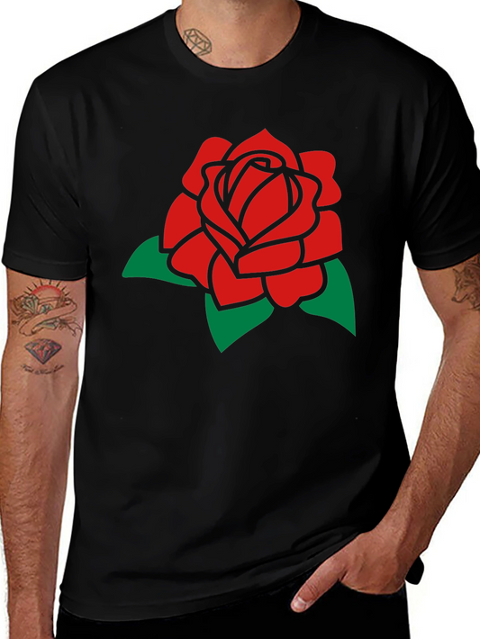 Red Rose Graphic Tee - Classic Black T-Shirt