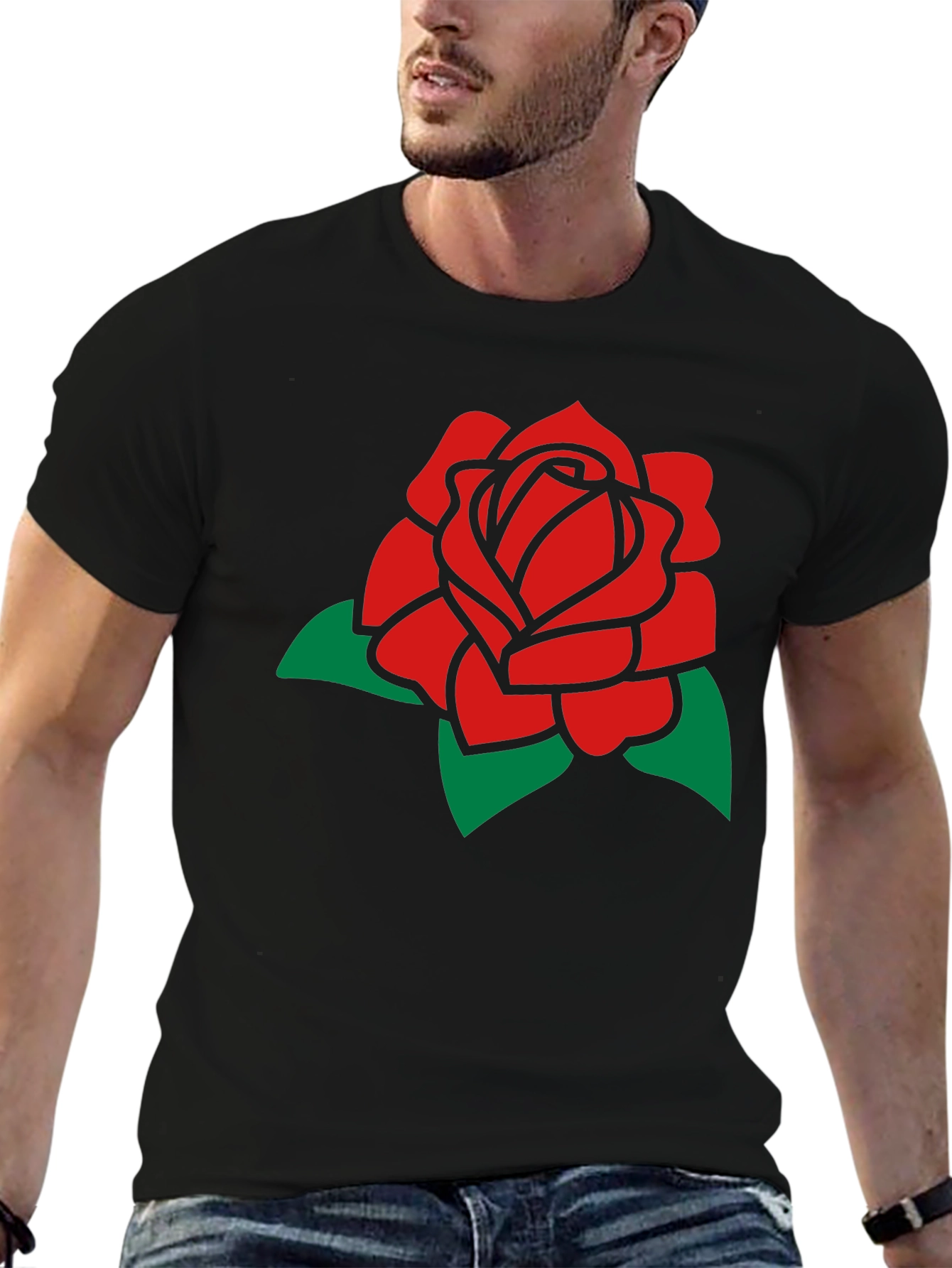 Red Rose Graphic Tee - Classic Black T-Shirt