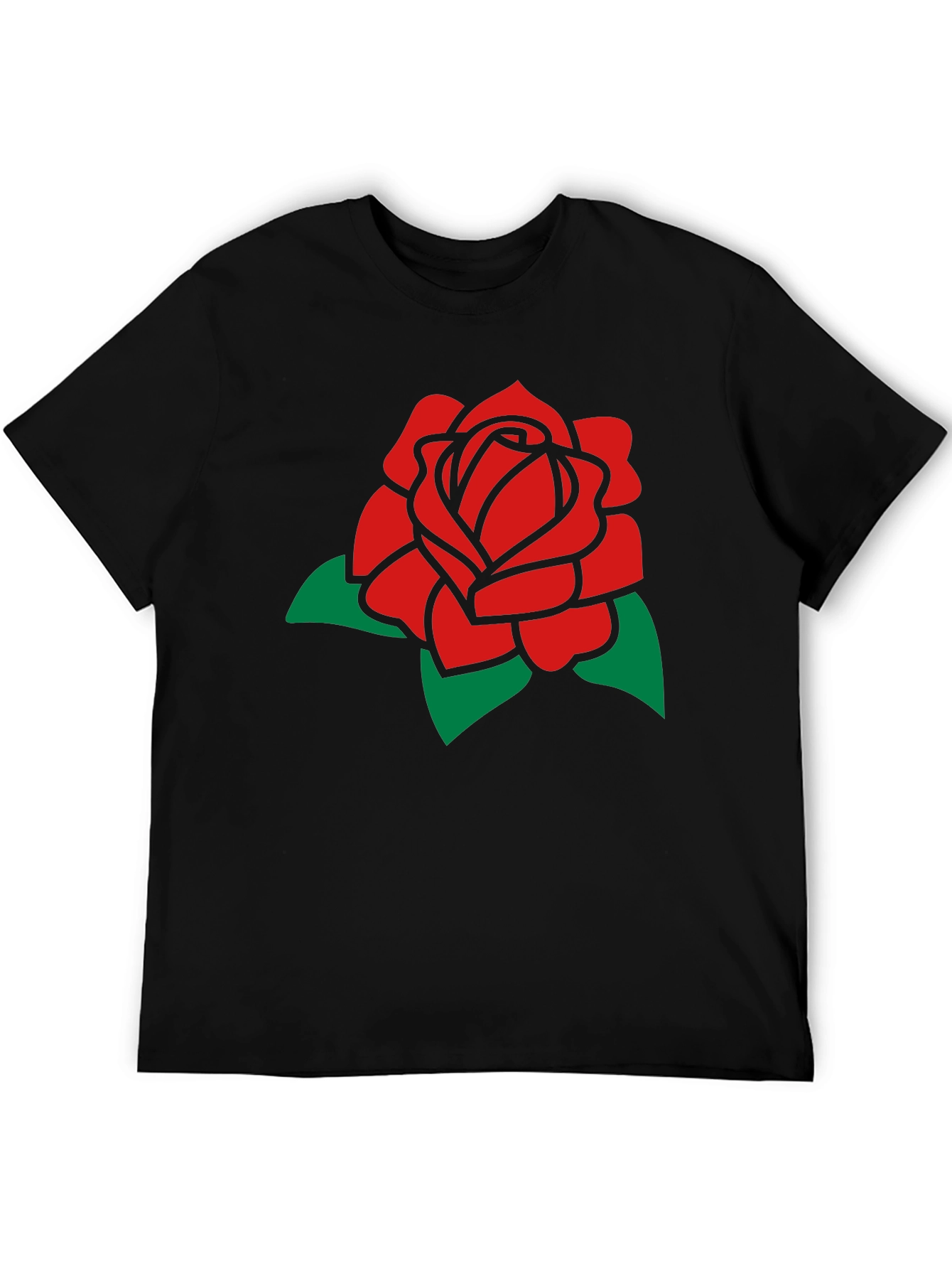 Red Rose Graphic Tee - Classic Black T-Shirt