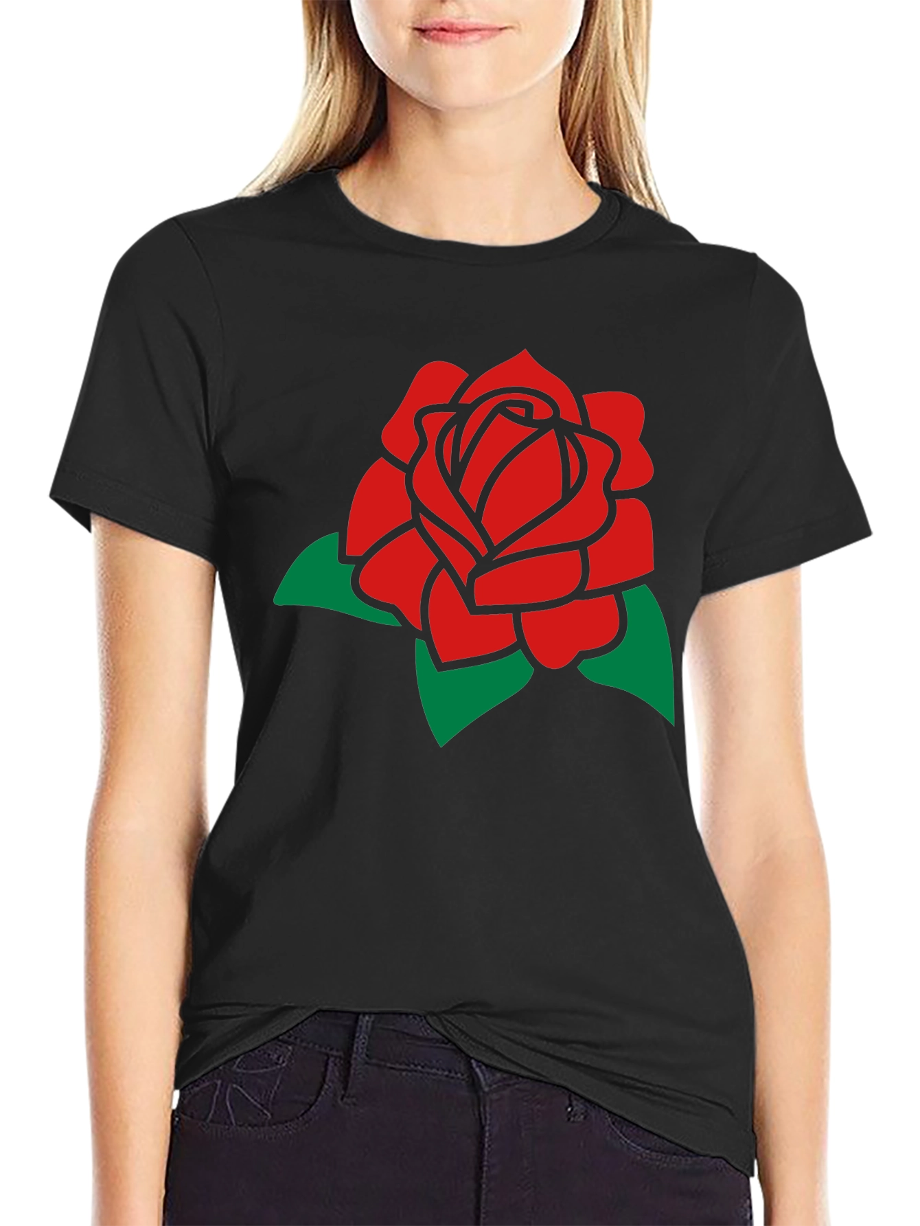 Red Rose Graphic Tee - Classic Black T-Shirt