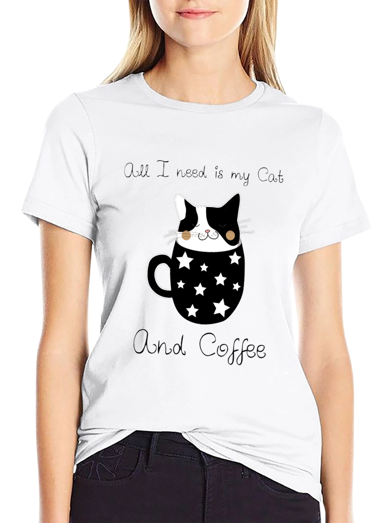 Cat & Coffee Graphic T-Shirt