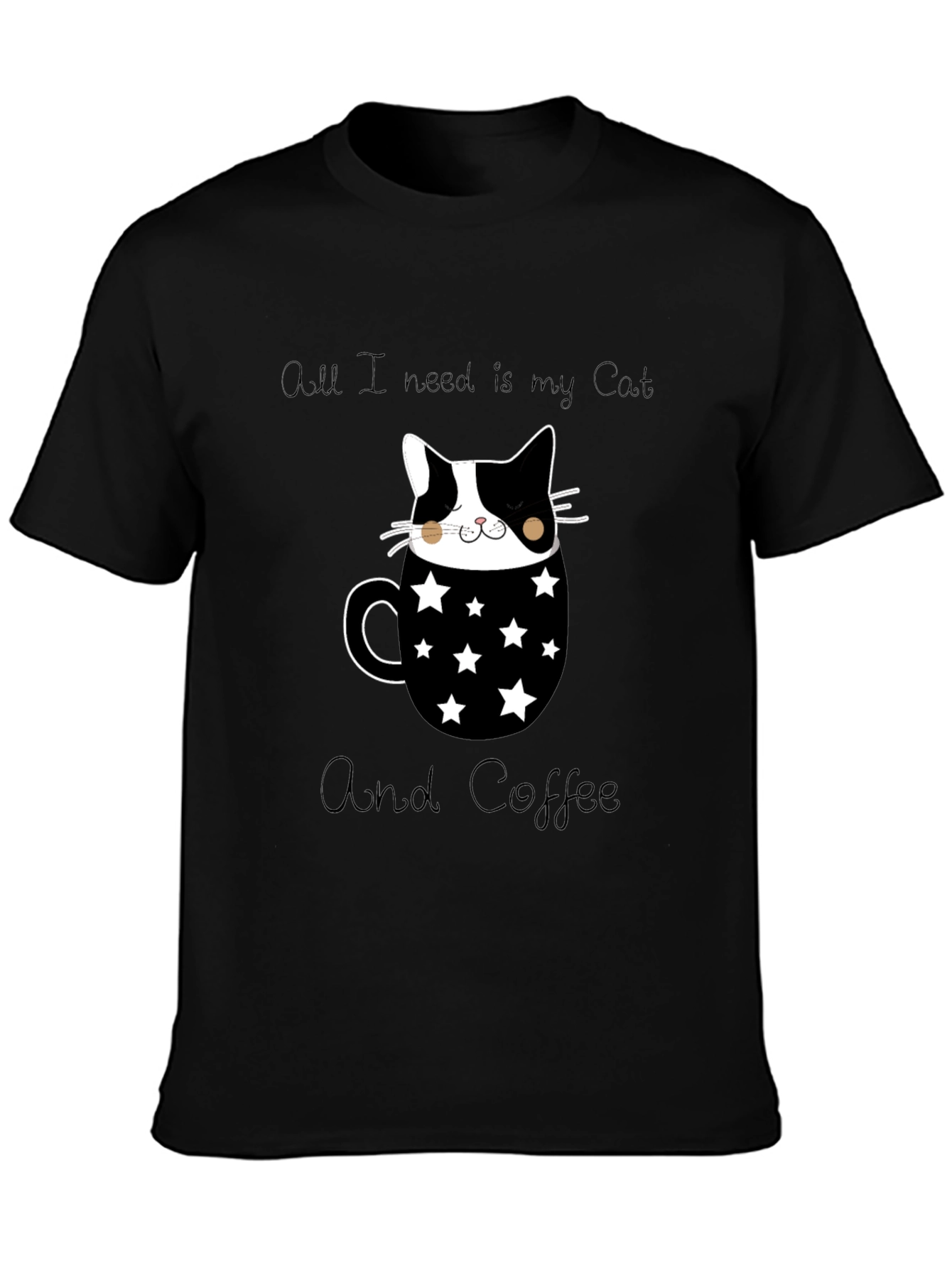 Cat & Coffee Graphic T-Shirt