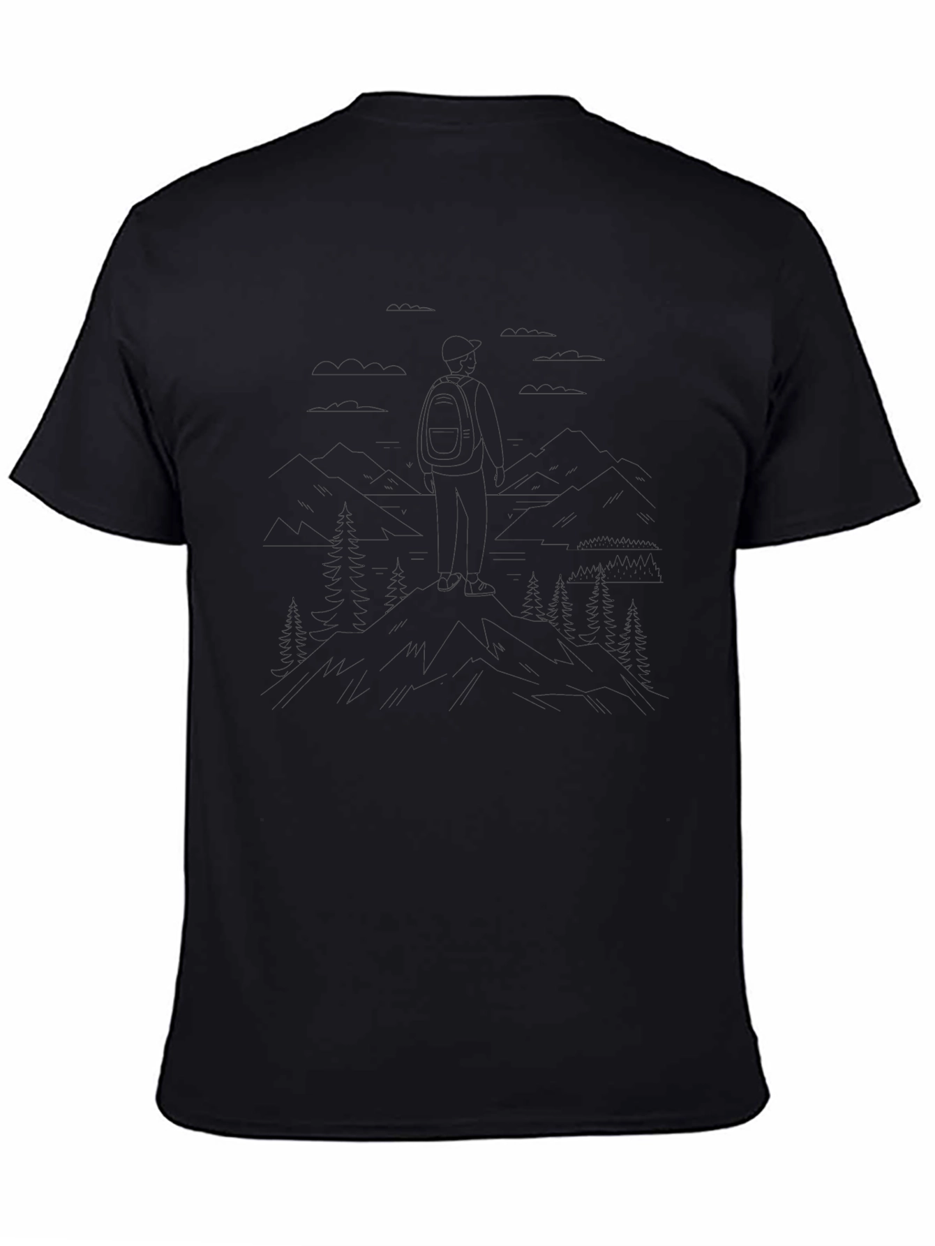Mens Black Graphic Hiking Tee - Adventure Awaits