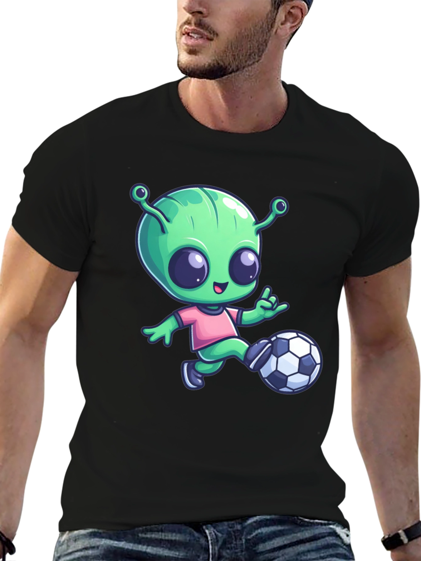 Alien Soccer T-Shirt - Fun Cartoon Design