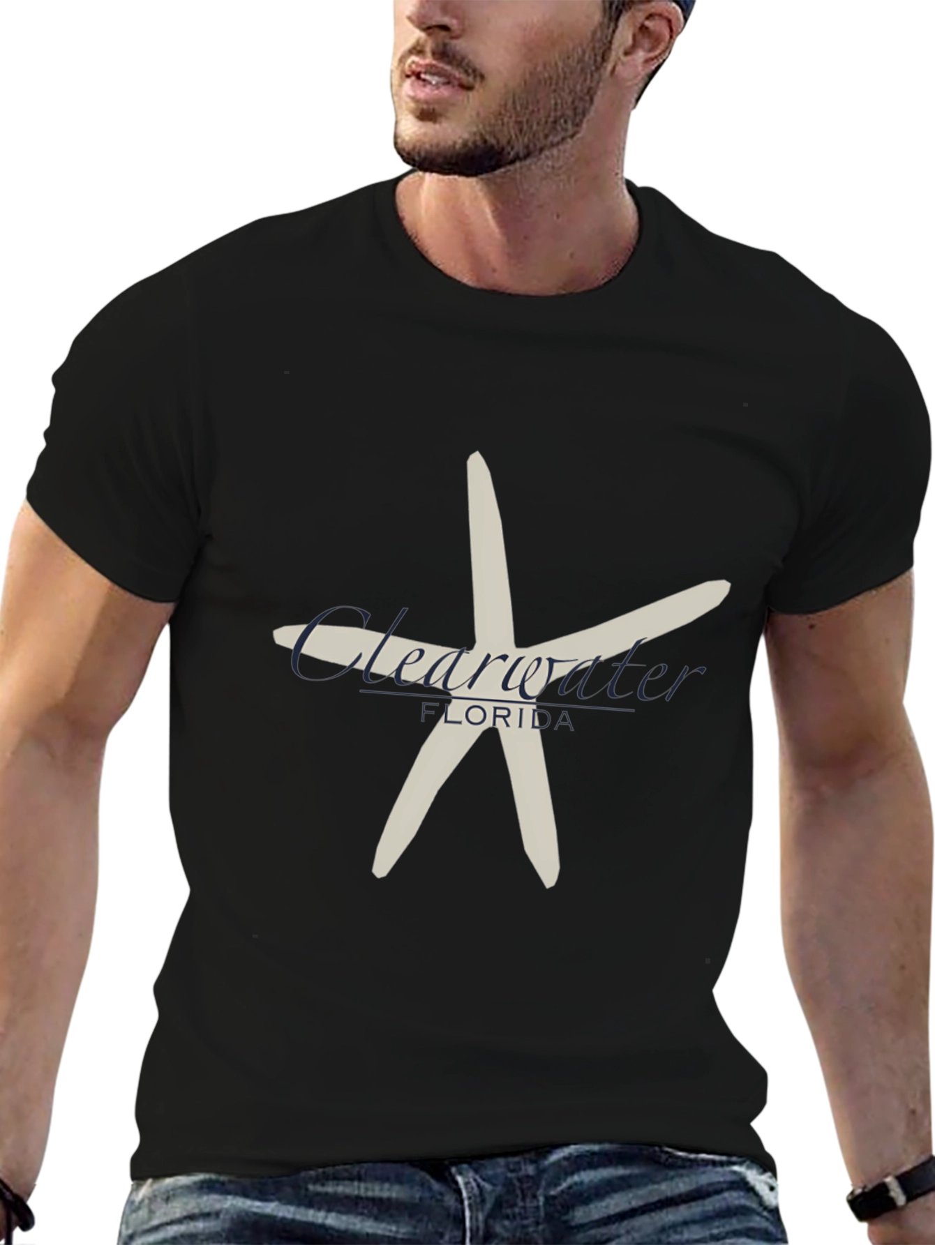Clearwater Florida Starfish Black T-Shirt