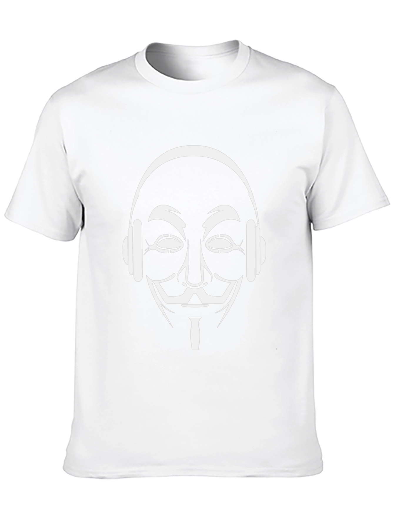 Black Graphic Tee - Anonymous Mask with Headphones