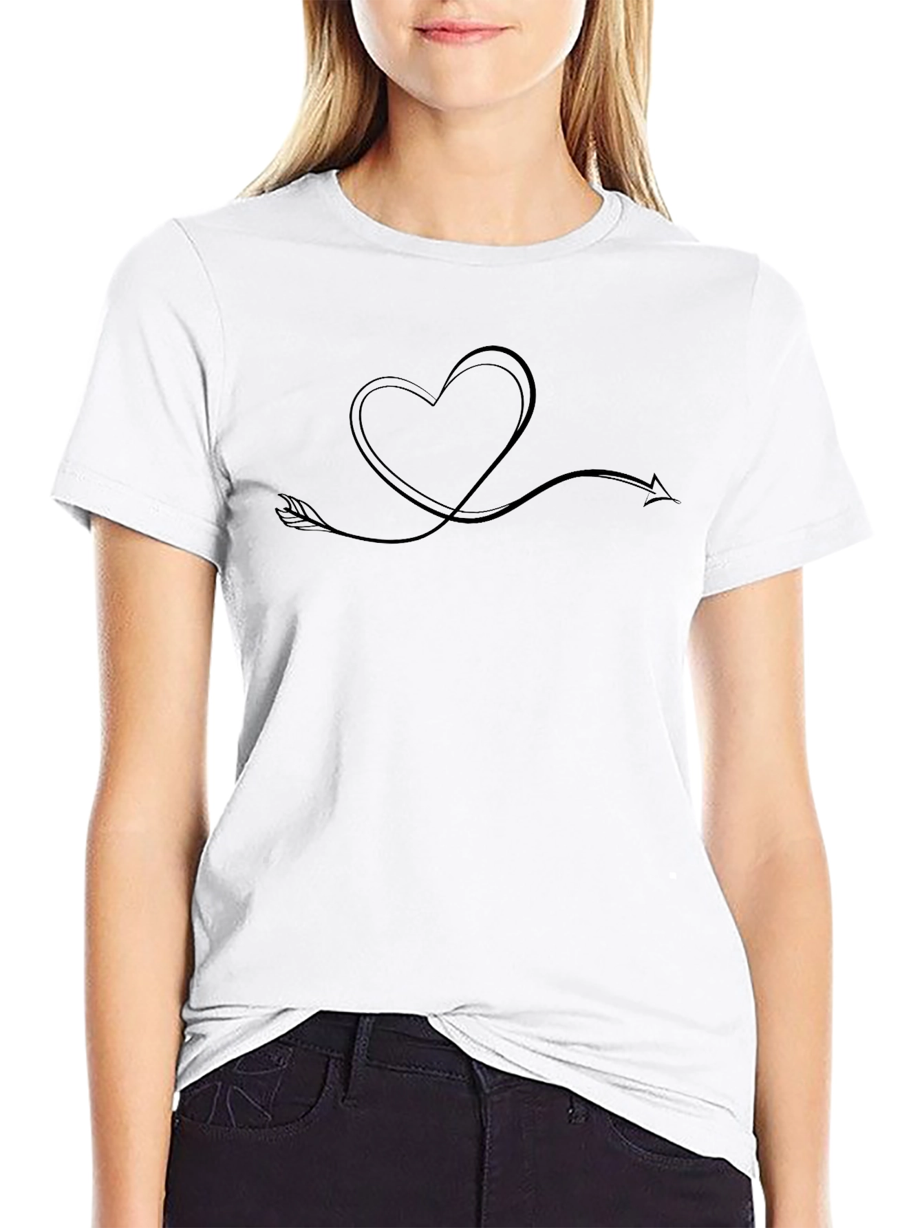 Heart Arrow Graphic Tee - Black Cotton T-Shirt