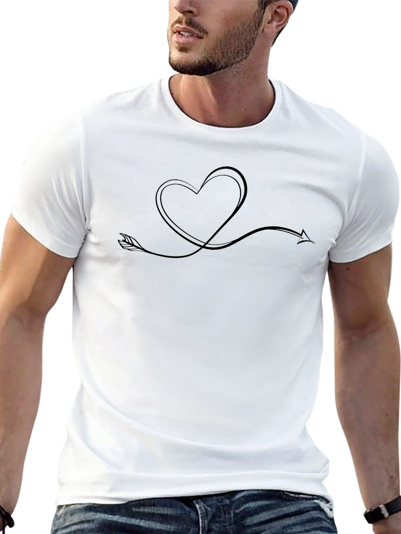 Heart Arrow Graphic Tee - Black Cotton T-Shirt