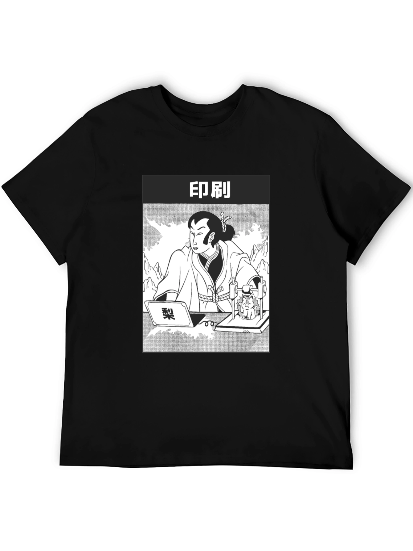 Samurai Comic Graphic Black T-Shirt