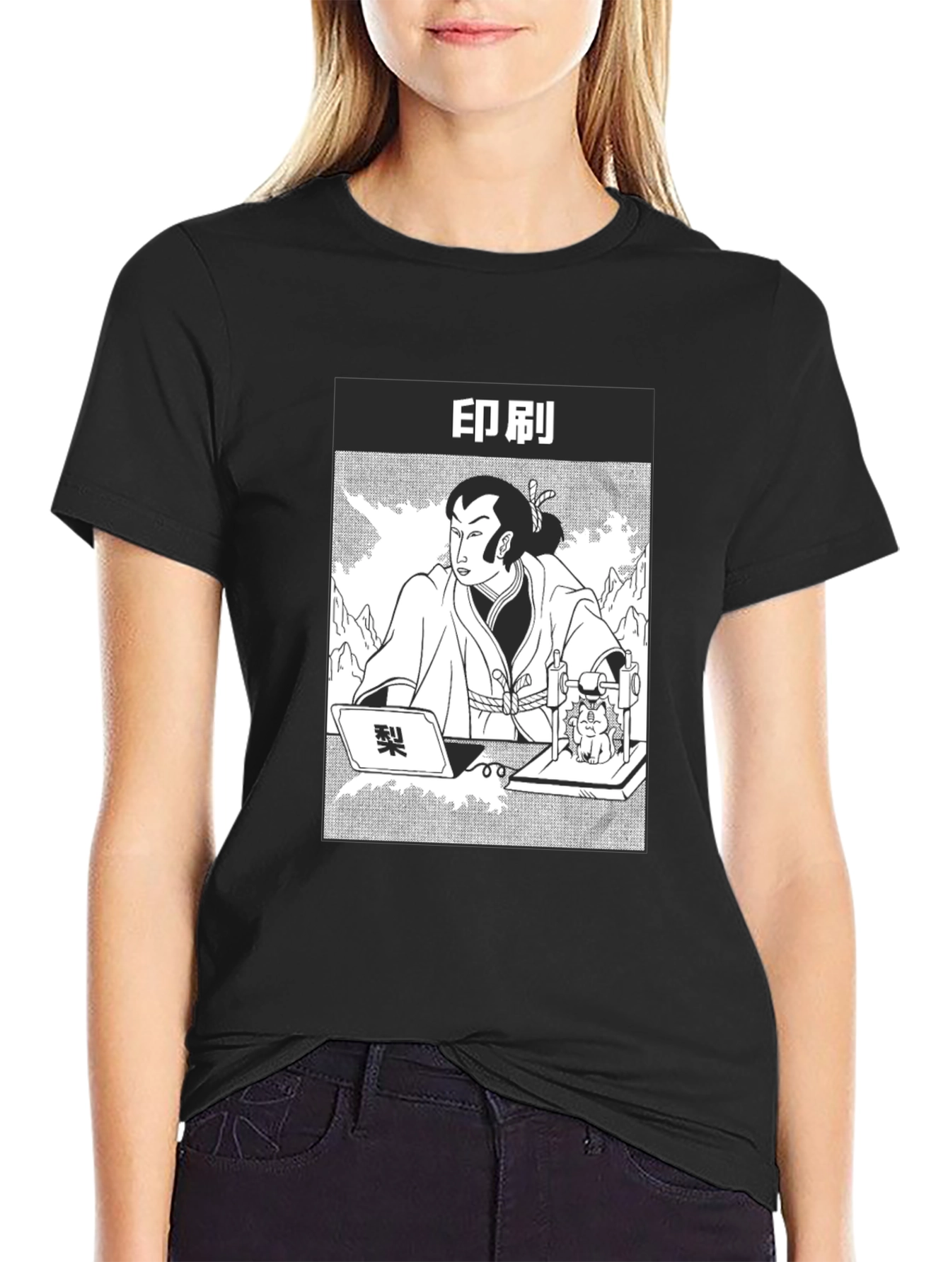 Samurai Comic Graphic Black T-Shirt